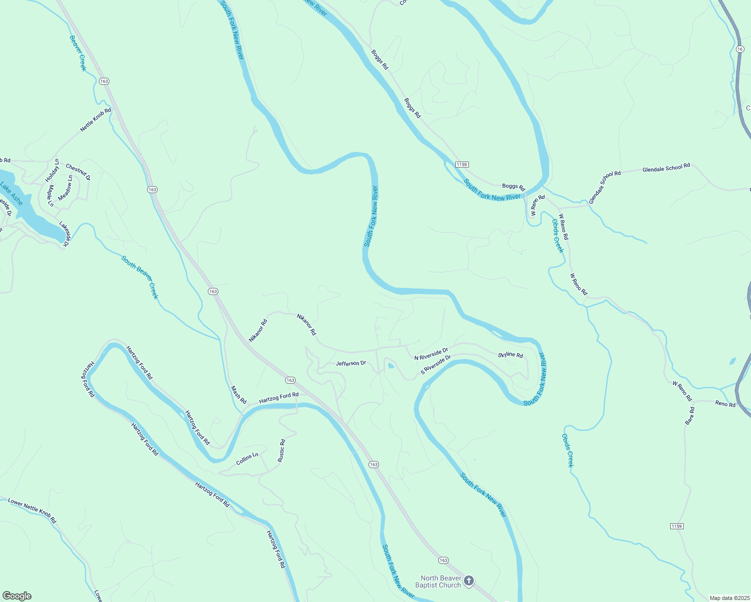 map of restaurants, bars, coffee shops, grocery stores, and more near 636 North Carolina Drive in West Jefferson
