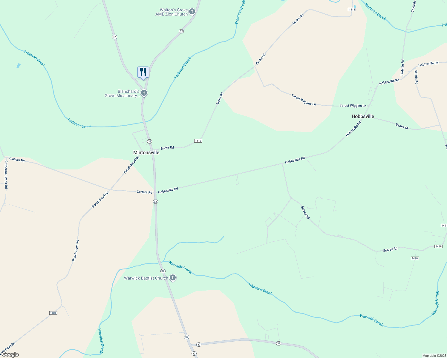 map of restaurants, bars, coffee shops, grocery stores, and more near 112 Hobbsville Road in Hobbsville