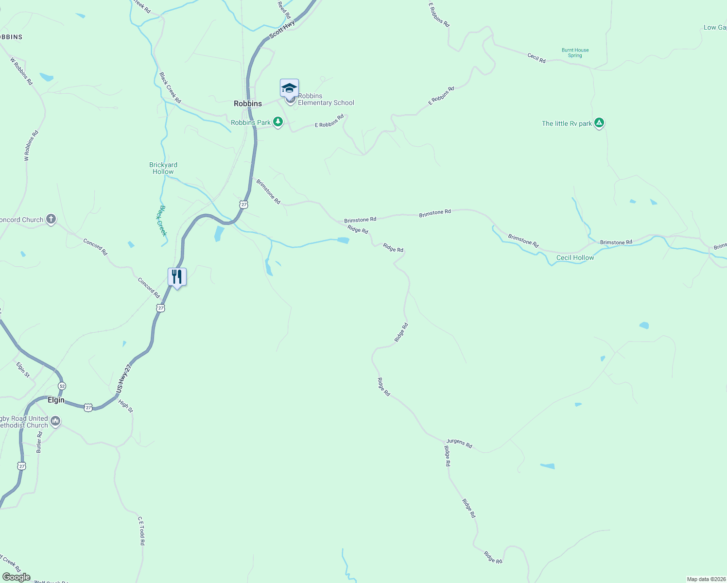 map of restaurants, bars, coffee shops, grocery stores, and more near in Robbins