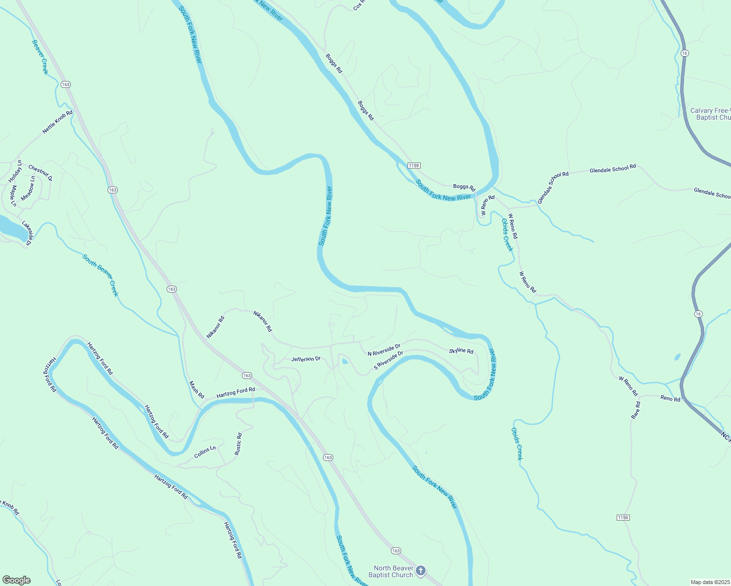 map of restaurants, bars, coffee shops, grocery stores, and more near 274 East New River Drive in West Jefferson