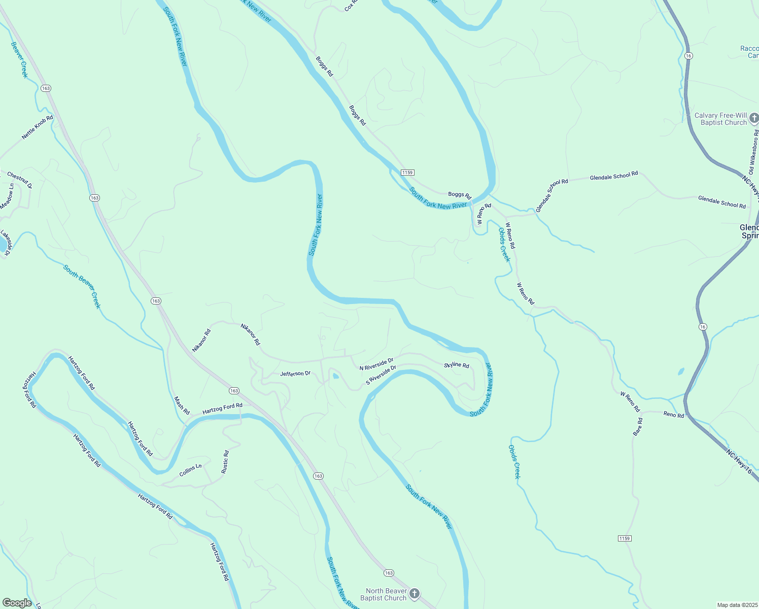 map of restaurants, bars, coffee shops, grocery stores, and more near 170 East New River Drive in West Jefferson