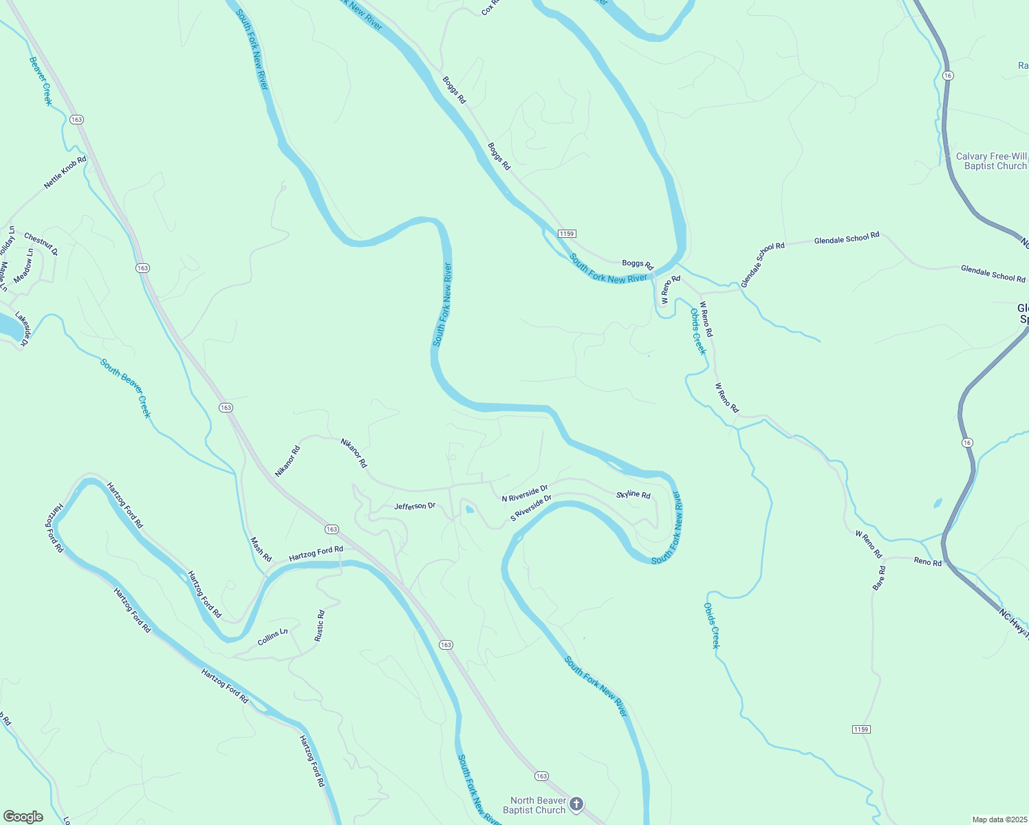 map of restaurants, bars, coffee shops, grocery stores, and more near 222 East New River Drive in West Jefferson