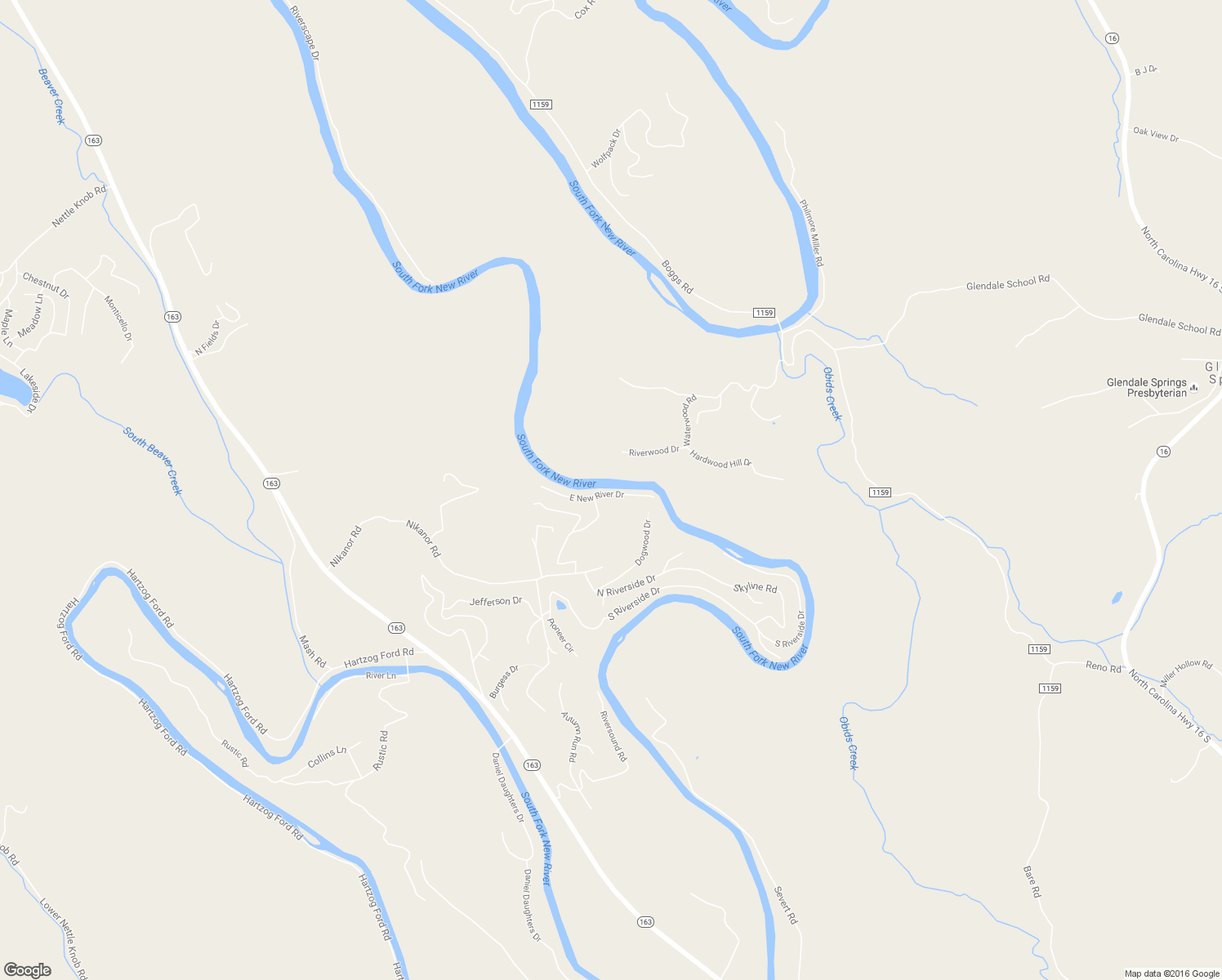 map of restaurants, bars, coffee shops, grocery stores, and more near 236 East New River Drive in West Jefferson
