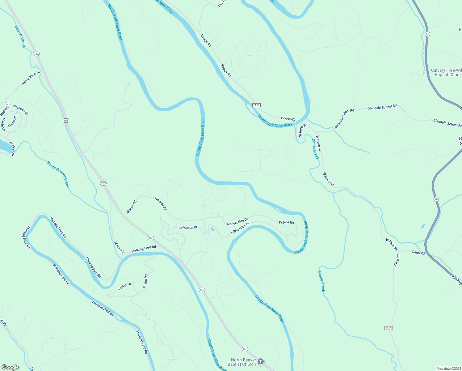 map of restaurants, bars, coffee shops, grocery stores, and more near 236 East New River Drive in West Jefferson