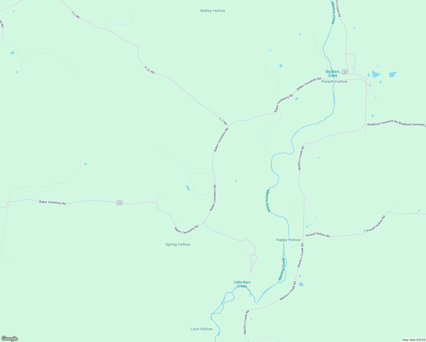 map of restaurants, bars, coffee shops, grocery stores, and more near 1000 Baker Cemetery Road in Williford