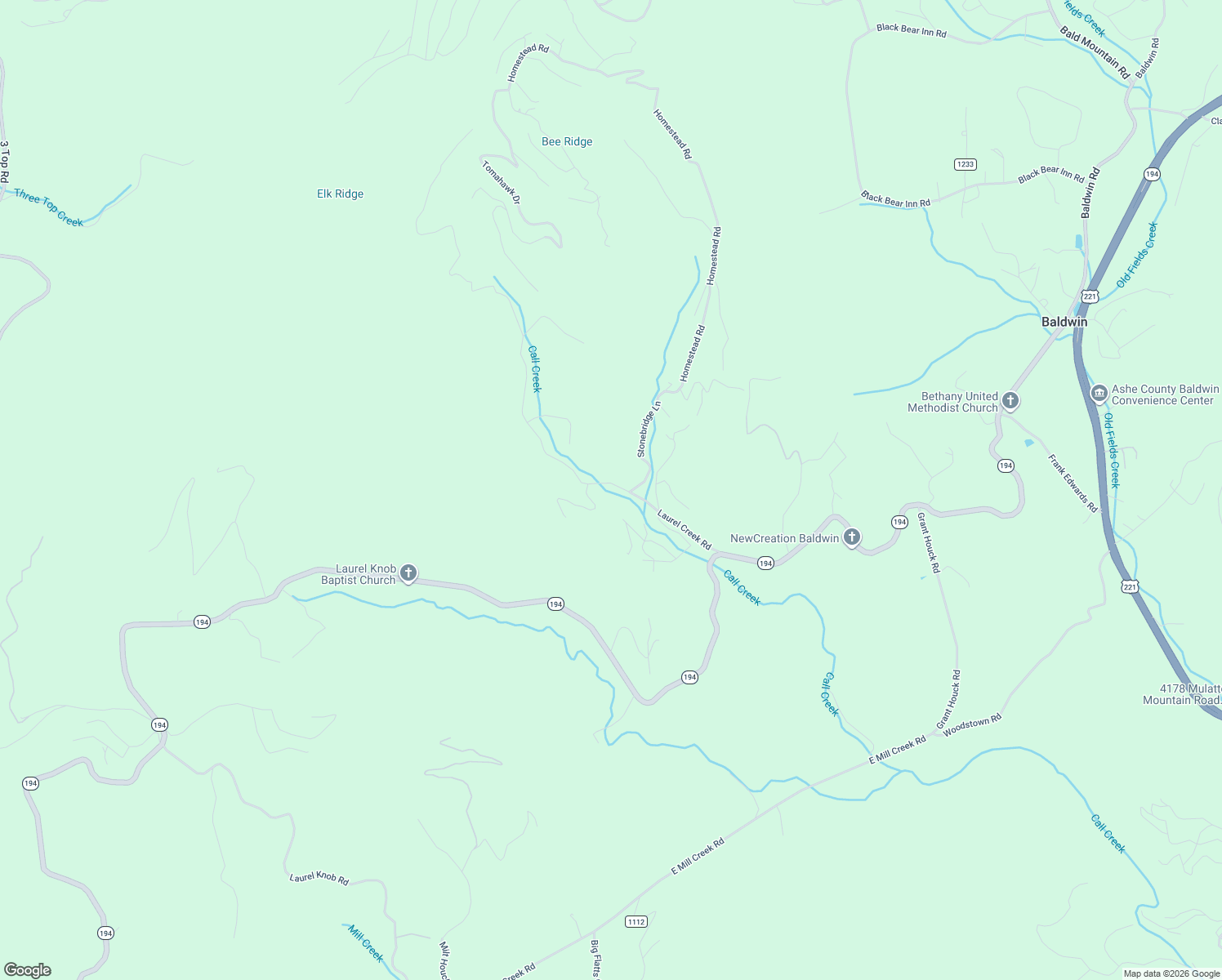 map of restaurants, bars, coffee shops, grocery stores, and more near 497 Laurel Creek Road in Todd