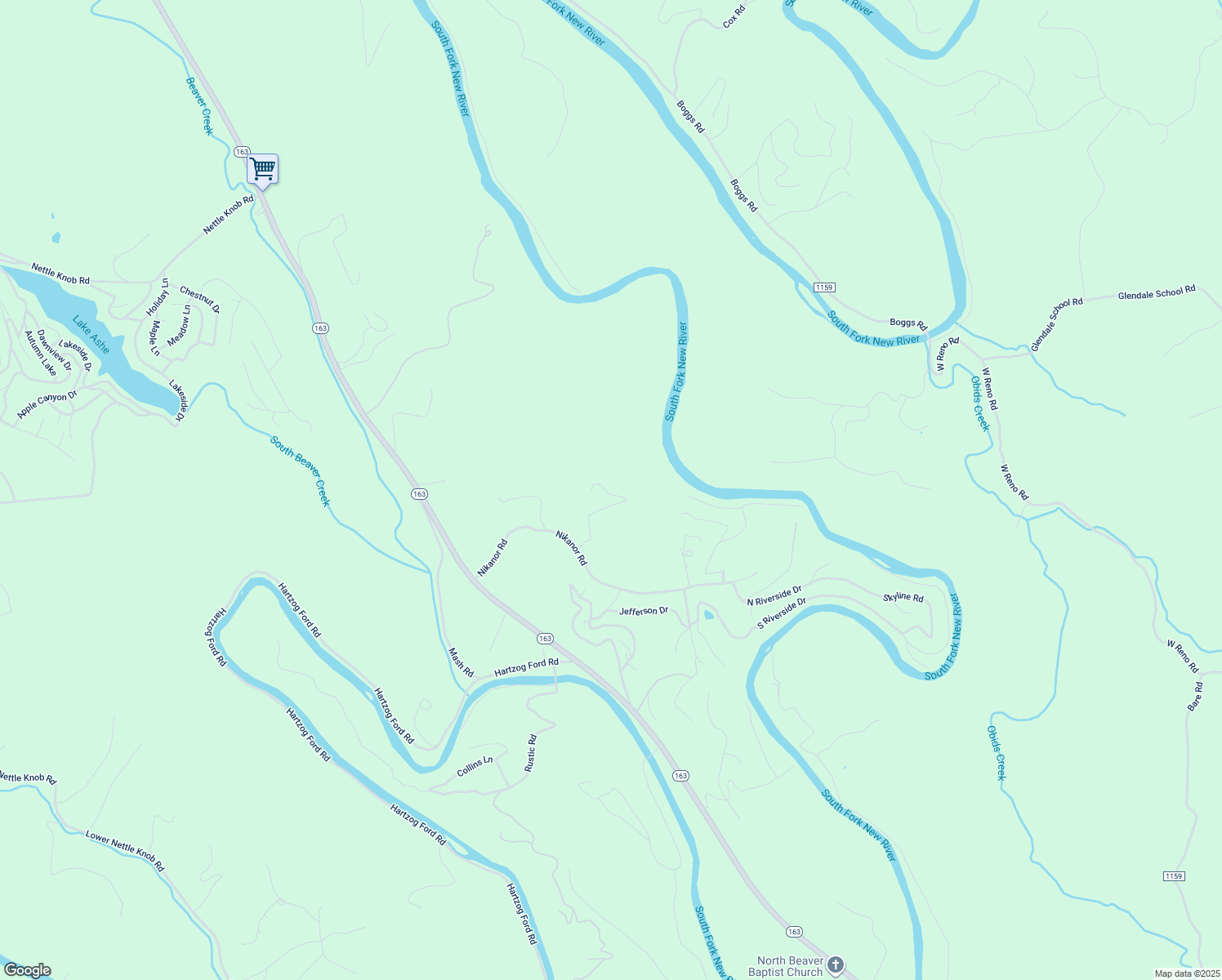 map of restaurants, bars, coffee shops, grocery stores, and more near 254 Cherokee Trail in West Jefferson