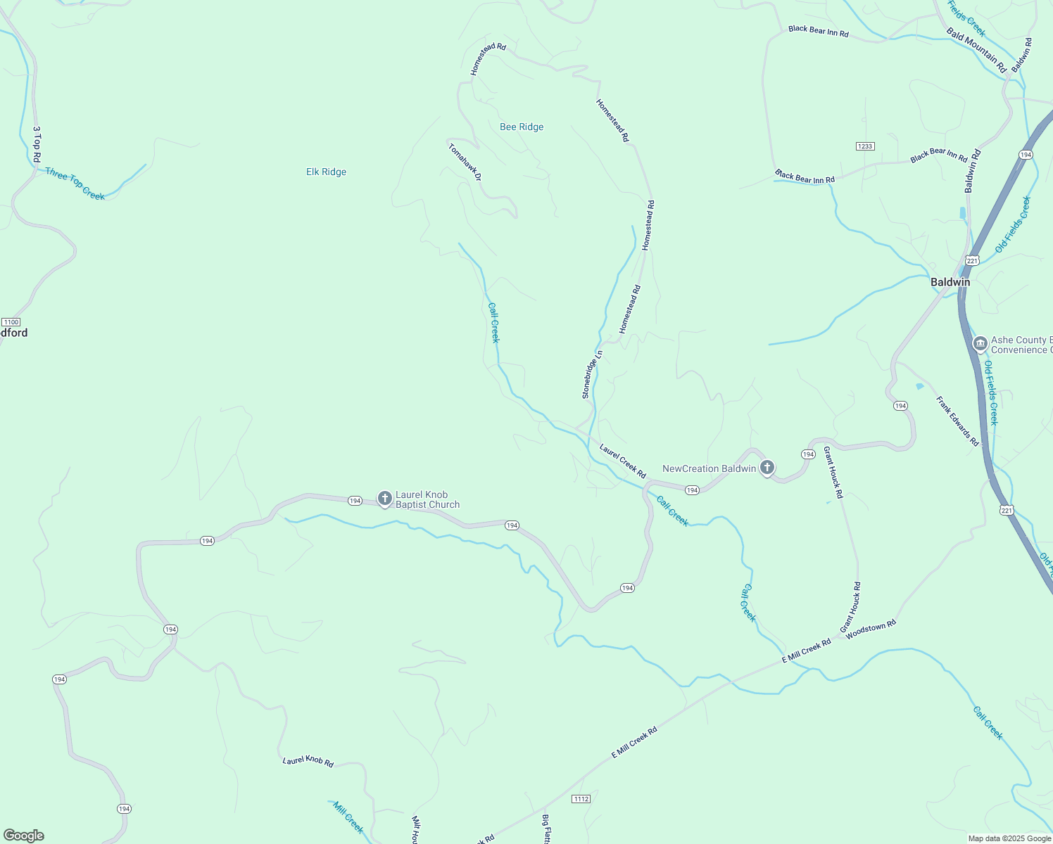map of restaurants, bars, coffee shops, grocery stores, and more near 657 Laurel Creek Road in Todd