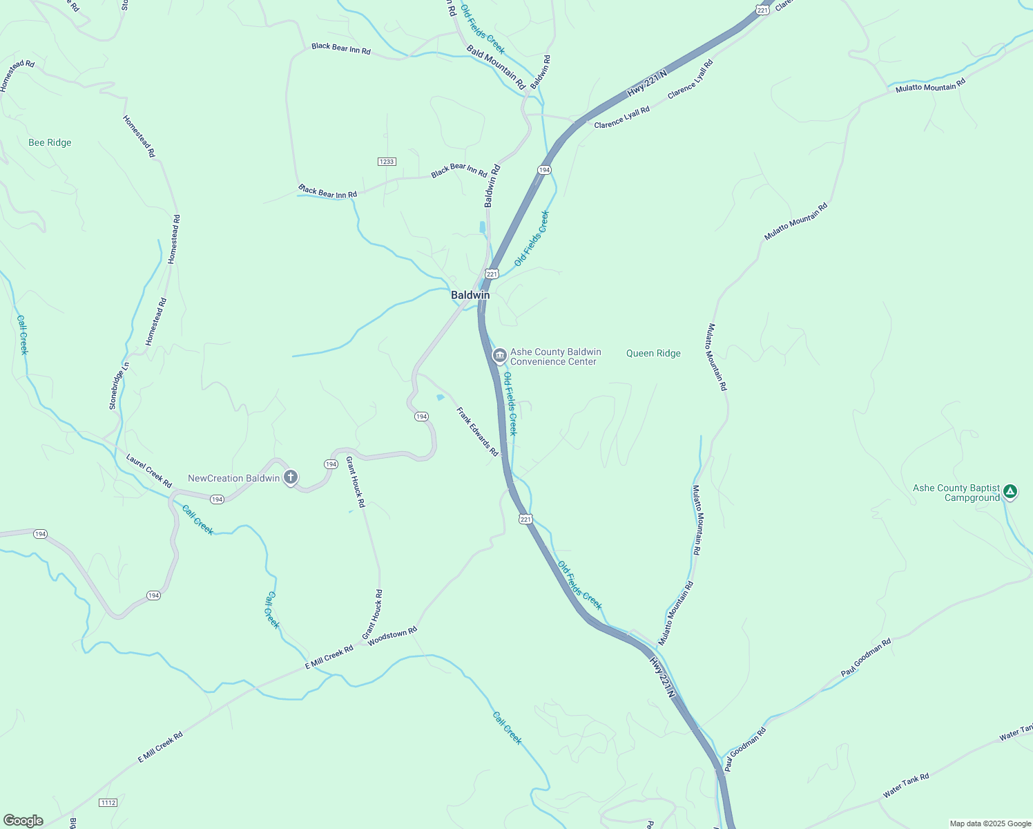 map of restaurants, bars, coffee shops, grocery stores, and more near 178 Ervin Houck Drive in West Jefferson