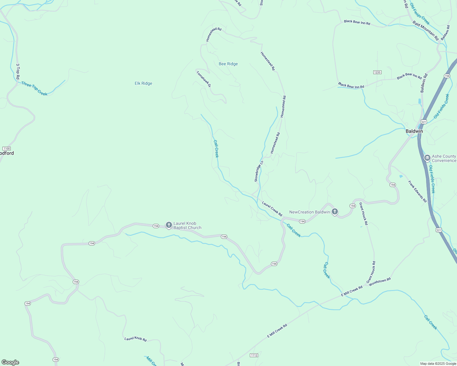 map of restaurants, bars, coffee shops, grocery stores, and more near 722 Laurel Creek Road in Todd