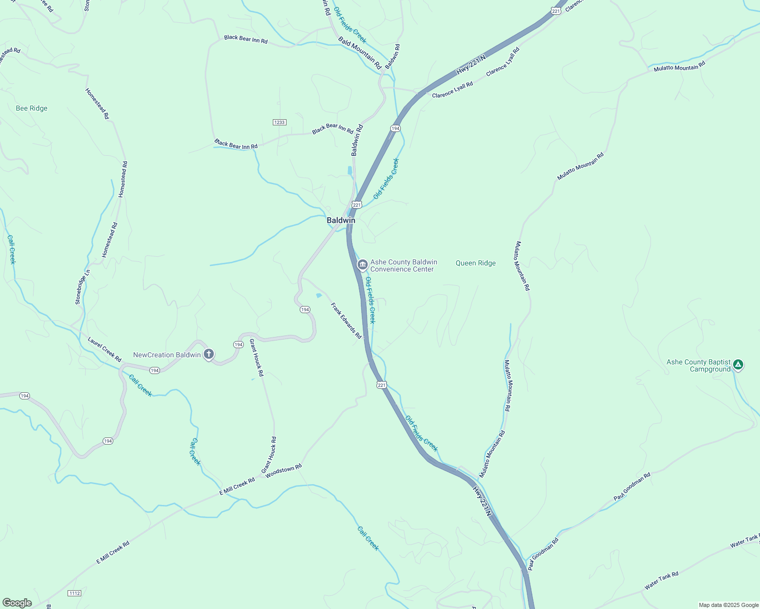 map of restaurants, bars, coffee shops, grocery stores, and more near 186 Ervin Houck Drive in West Jefferson