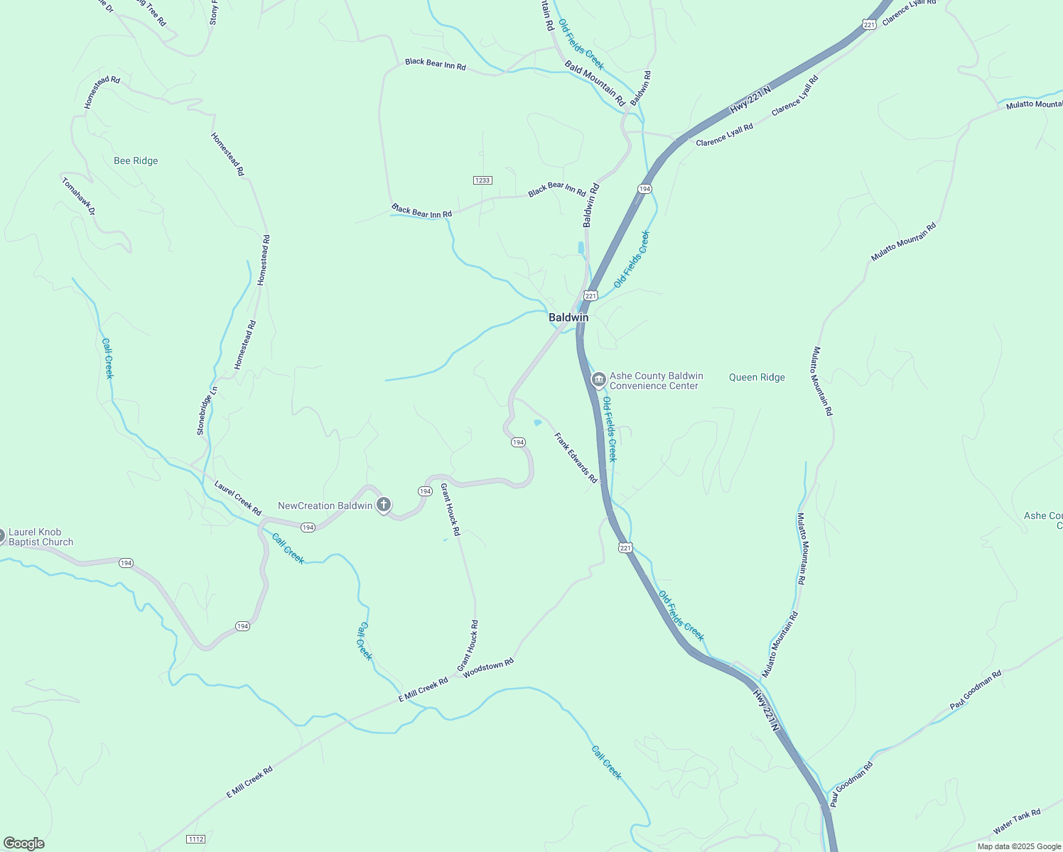 map of restaurants, bars, coffee shops, grocery stores, and more near 447 Frank Edwards Road in West Jefferson