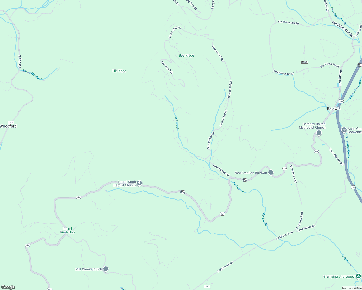 map of restaurants, bars, coffee shops, grocery stores, and more near 808 Laurel Creek Road in Todd