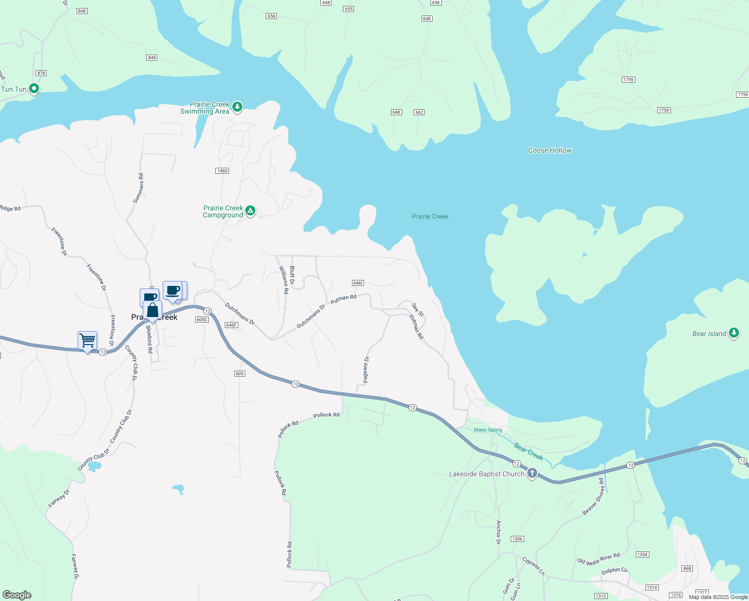 map of restaurants, bars, coffee shops, grocery stores, and more near 15332 Putman Road in Rogers