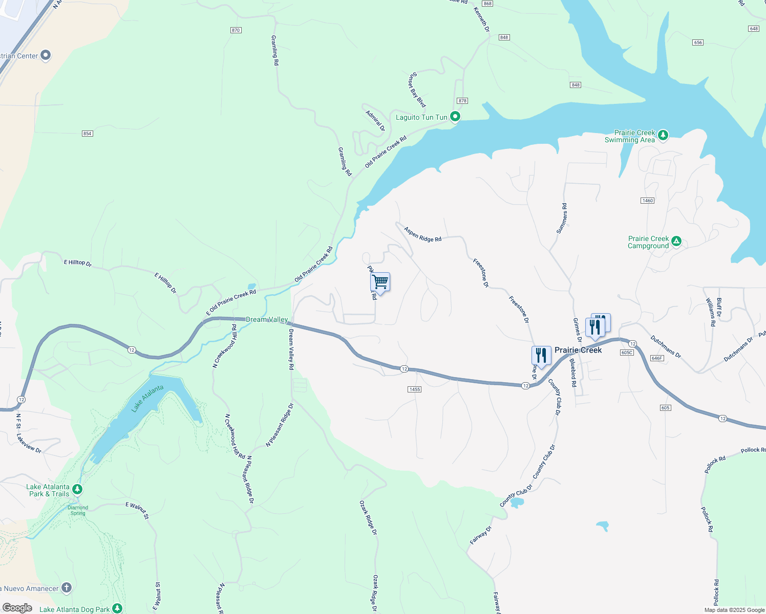 map of restaurants, bars, coffee shops, grocery stores, and more near 8962 Pikes Peak Road in Little Flock