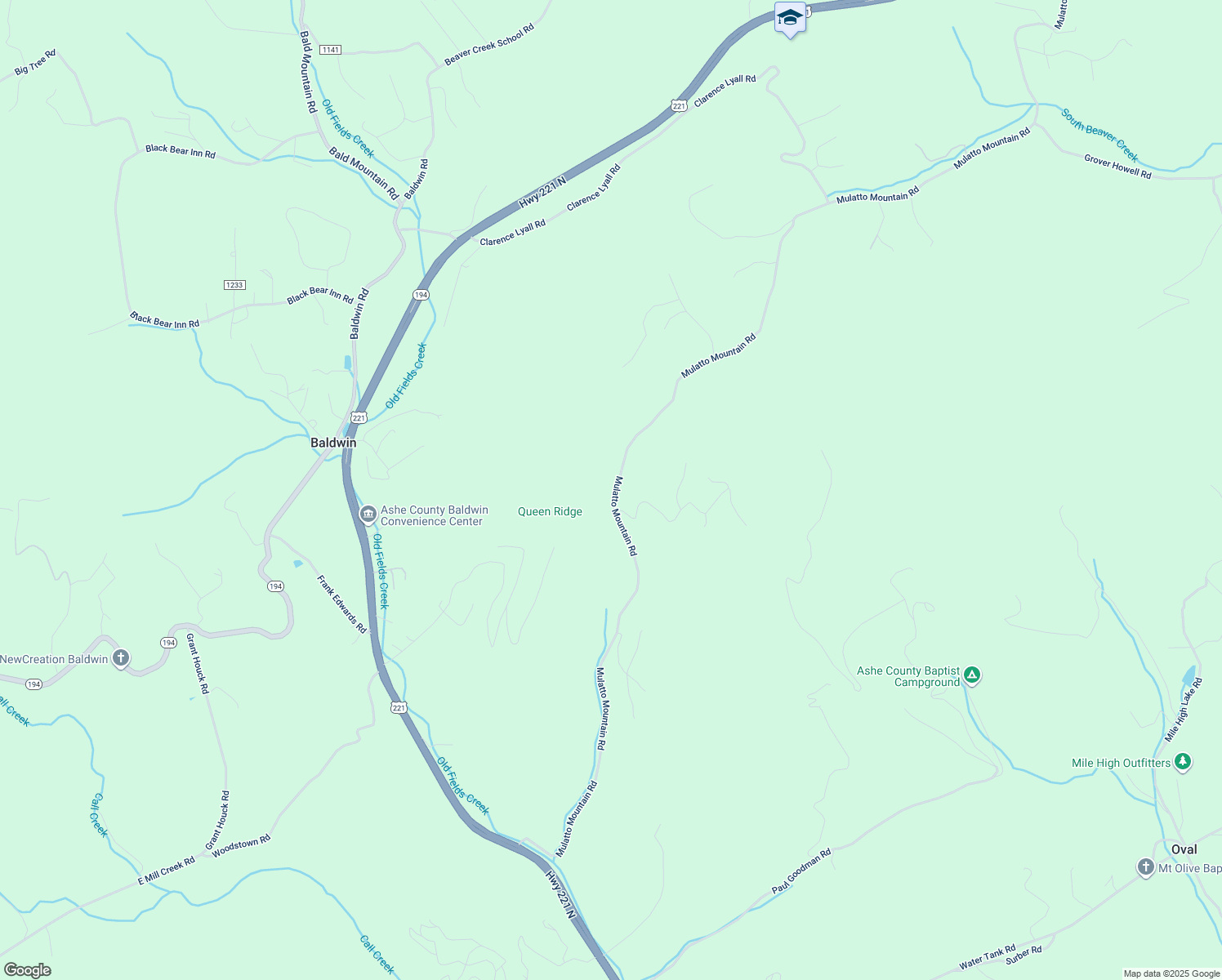 map of restaurants, bars, coffee shops, grocery stores, and more near 2928 Mulatto Mountain Road in West Jefferson