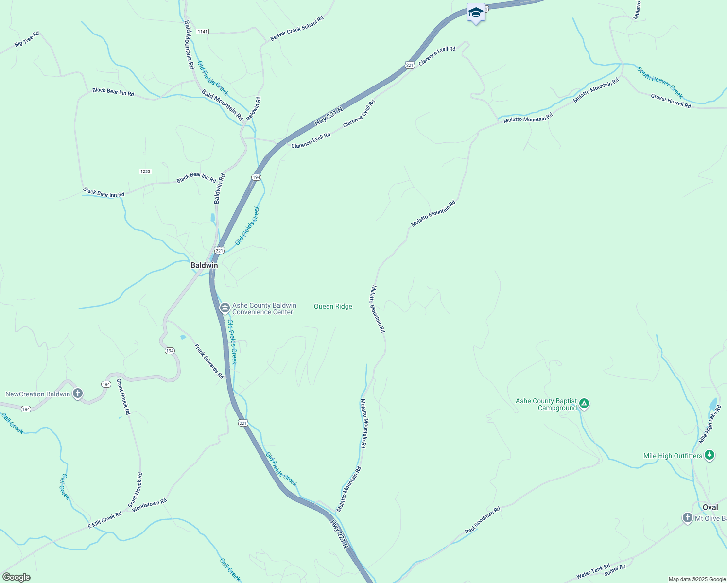map of restaurants, bars, coffee shops, grocery stores, and more near 2928 Mulatto Mountain Road in West Jefferson
