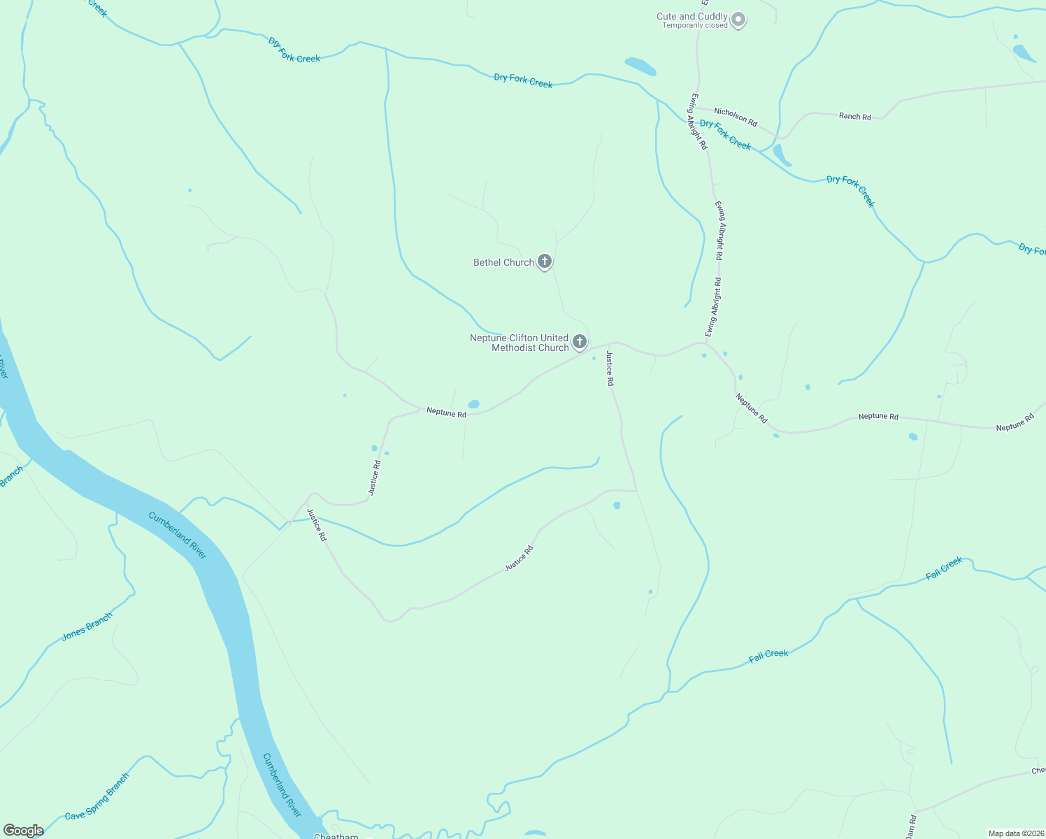 map of restaurants, bars, coffee shops, grocery stores, and more near 1651 Neptune Road in Ashland City