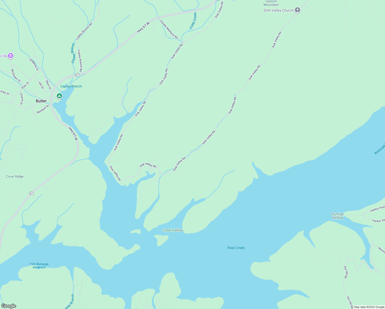 map of restaurants, bars, coffee shops, grocery stores, and more near 3036 Sink Valley Rd in Butler