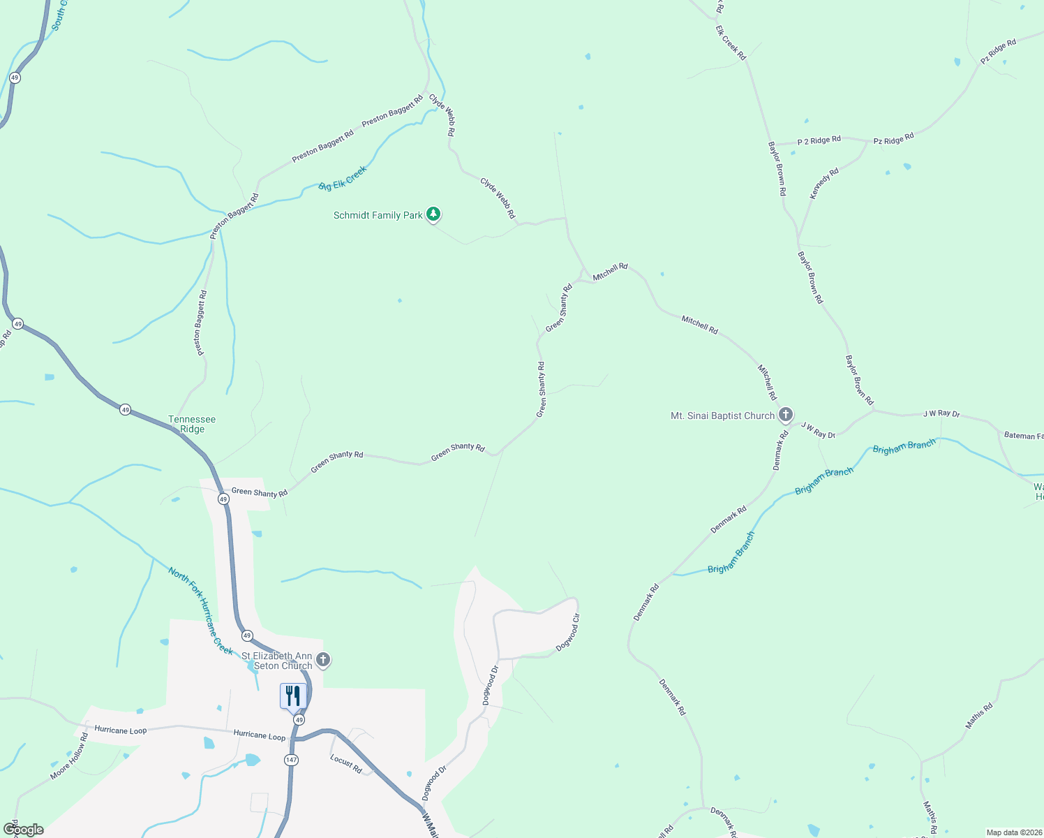map of restaurants, bars, coffee shops, grocery stores, and more near 1165 Green Shanty Road in Tennessee Ridge