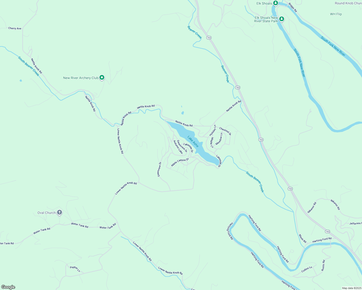 map of restaurants, bars, coffee shops, grocery stores, and more near Springtime Lane in Ashe County