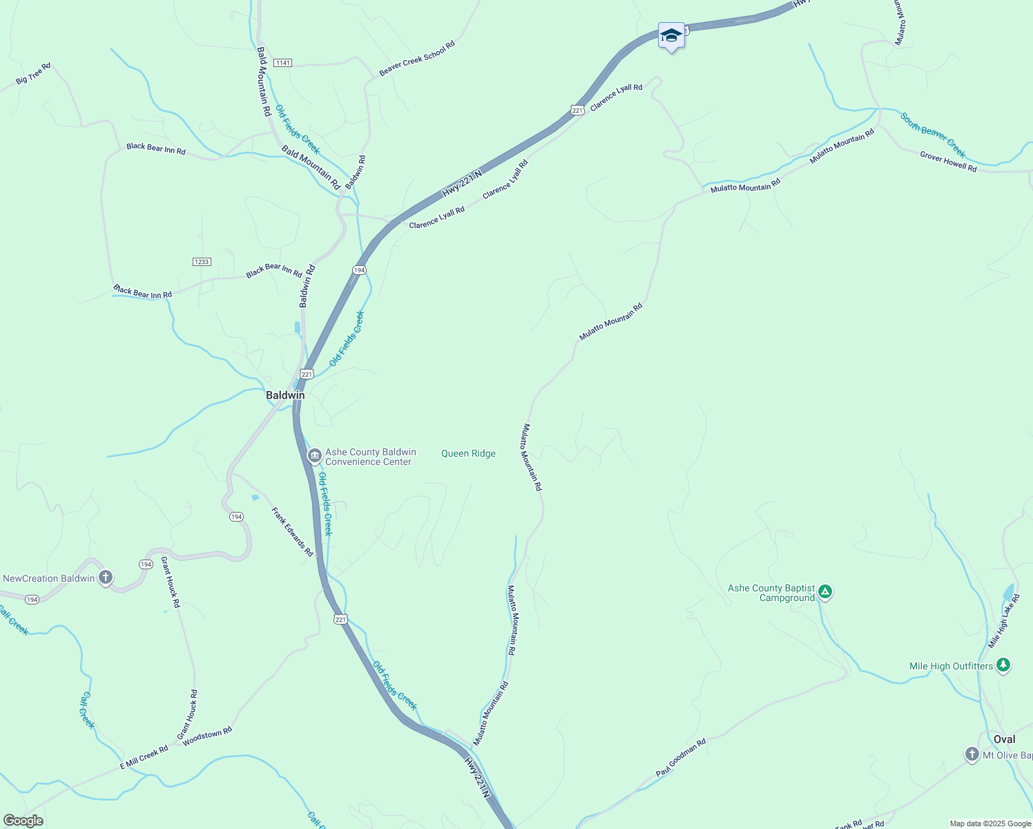 map of restaurants, bars, coffee shops, grocery stores, and more near 2828 Mulatto Mountain Road in West Jefferson