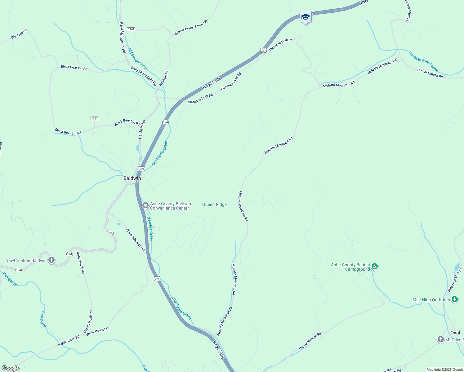 map of restaurants, bars, coffee shops, grocery stores, and more near 2828 Mulatto Mountain Road in West Jefferson