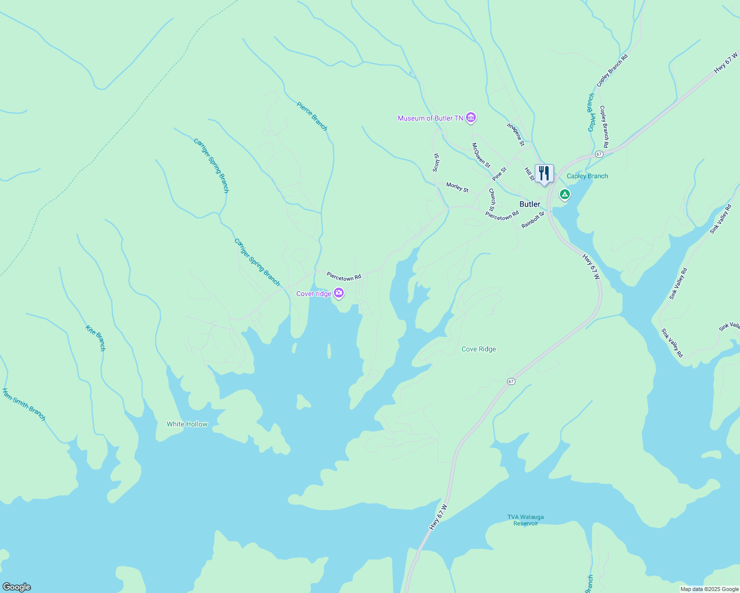 map of restaurants, bars, coffee shops, grocery stores, and more near 917 Piercetown Road in Butler