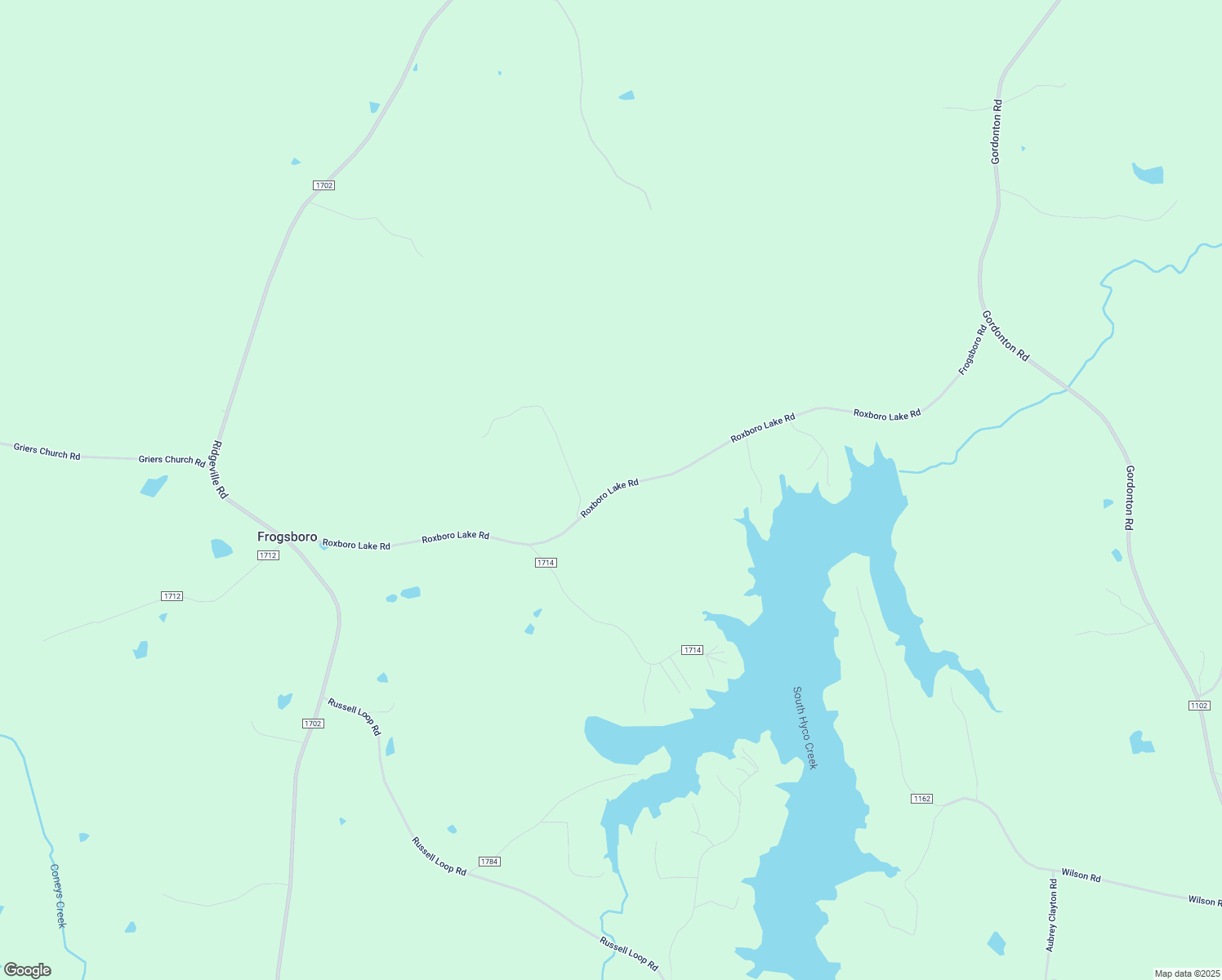 map of restaurants, bars, coffee shops, grocery stores, and more near Roxboro Lake Road in Leasburg
