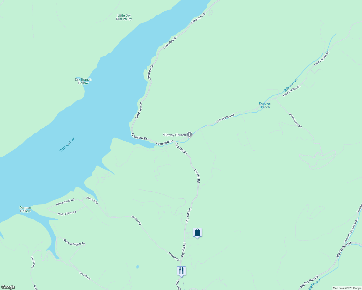 map of restaurants, bars, coffee shops, grocery stores, and more near 4435 Little Dry Run Road in Butler