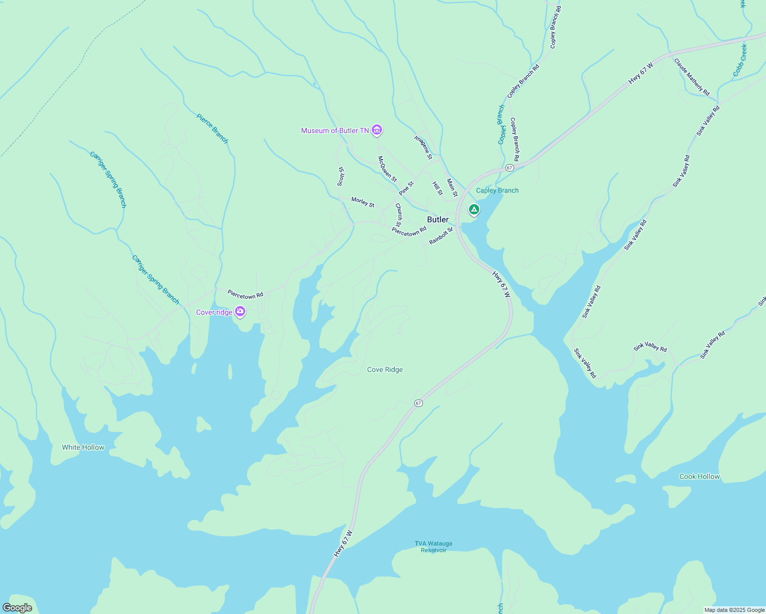 map of restaurants, bars, coffee shops, grocery stores, and more near 840 Cove Ridge Road in Butler
