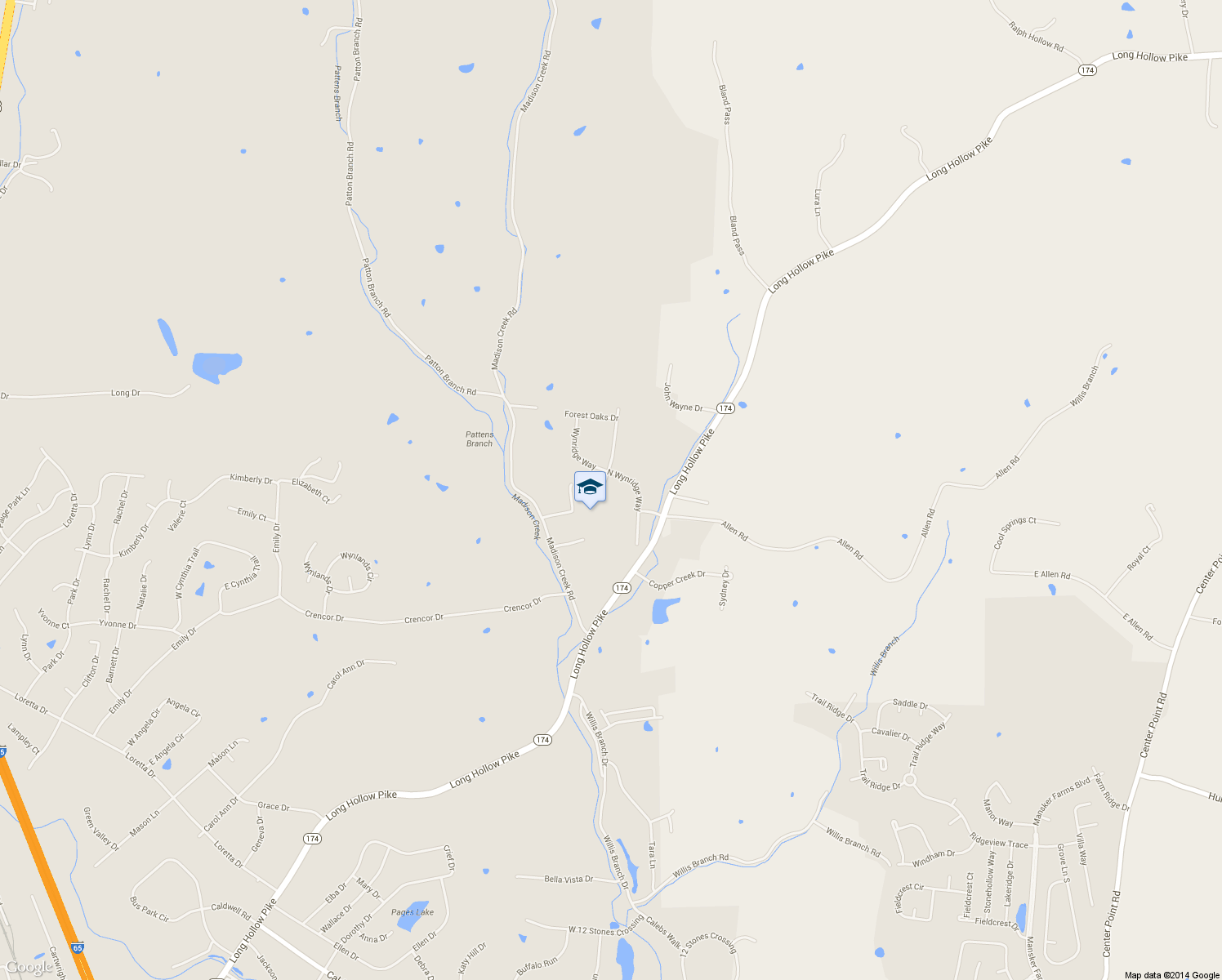 map of restaurants, bars, coffee shops, grocery stores, and more near 103 S Maple Ridge Ln in Goodlettsville