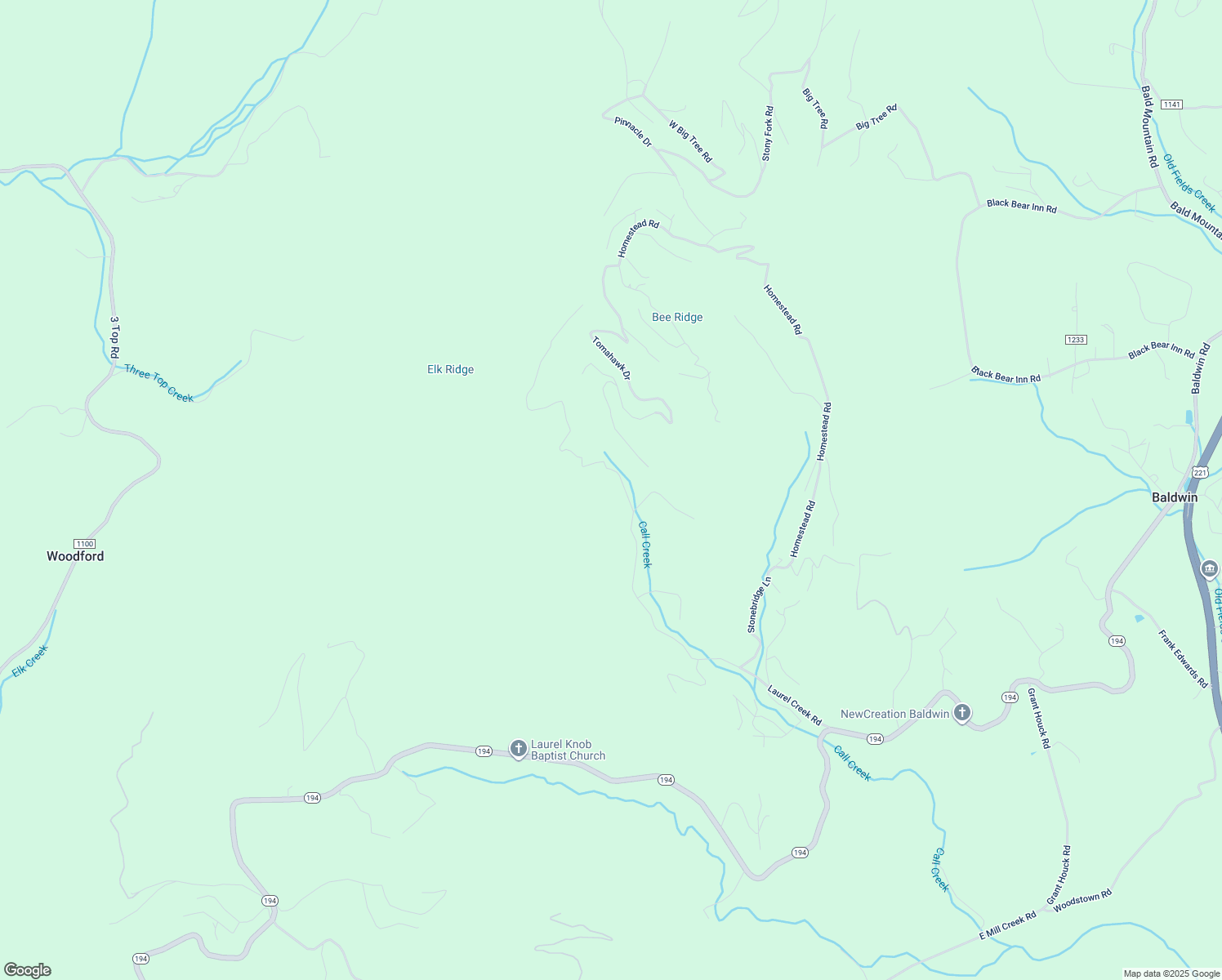 map of restaurants, bars, coffee shops, grocery stores, and more near 1347 Laurel Creek Road Extension in Todd