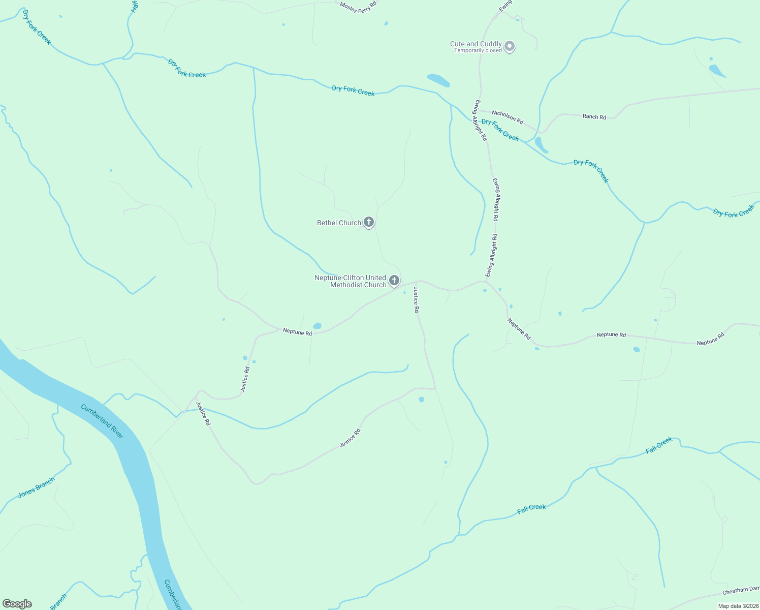 map of restaurants, bars, coffee shops, grocery stores, and more near 1629 Neptune Road in Ashland City