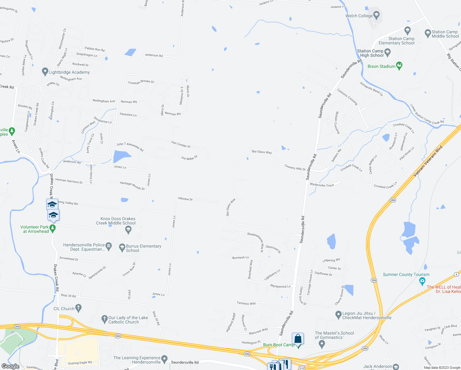 map of restaurants, bars, coffee shops, grocery stores, and more near 154 Spy Glass Way in Hendersonville