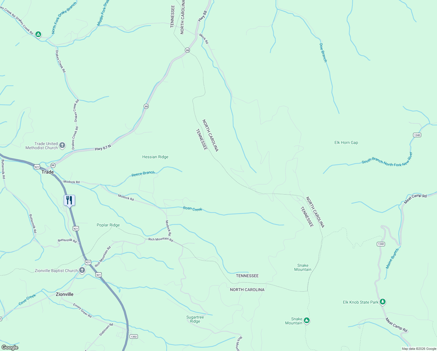 map of restaurants, bars, coffee shops, grocery stores, and more near in Trade