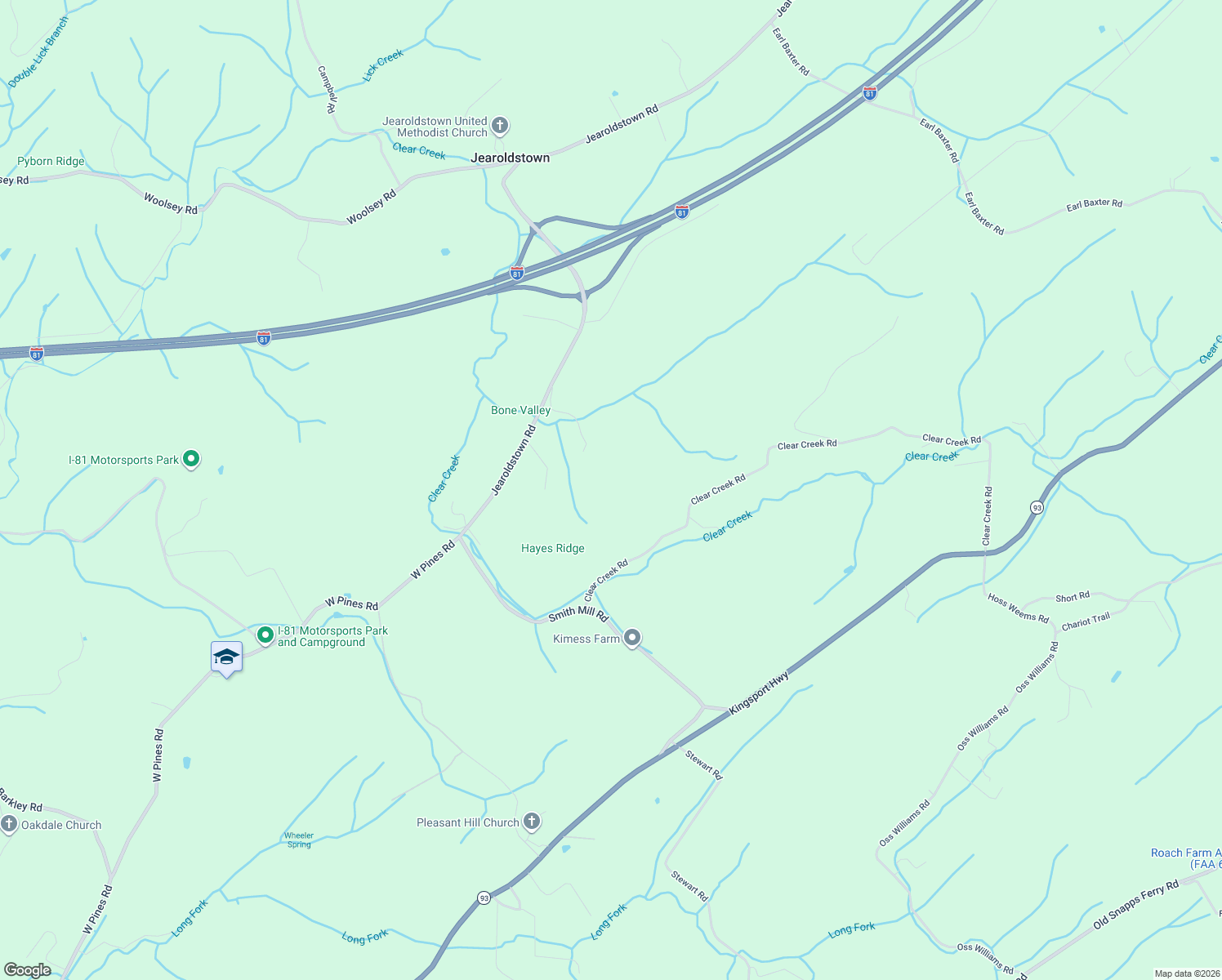 map of restaurants, bars, coffee shops, grocery stores, and more near 1474 Clear Creek Rd in Chuckey