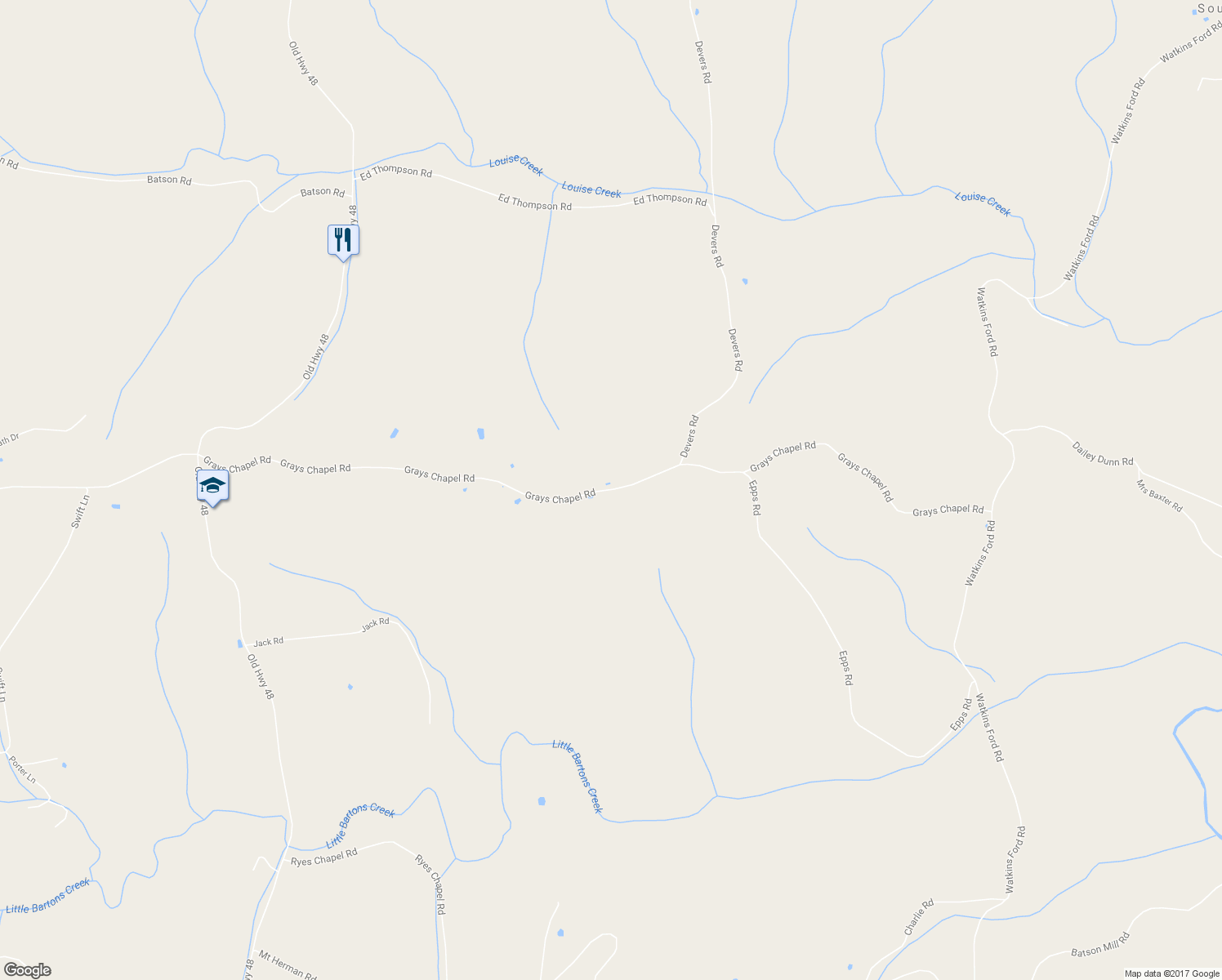 map of restaurants, bars, coffee shops, grocery stores, and more near 1240 Grays Chapel Road in Southside