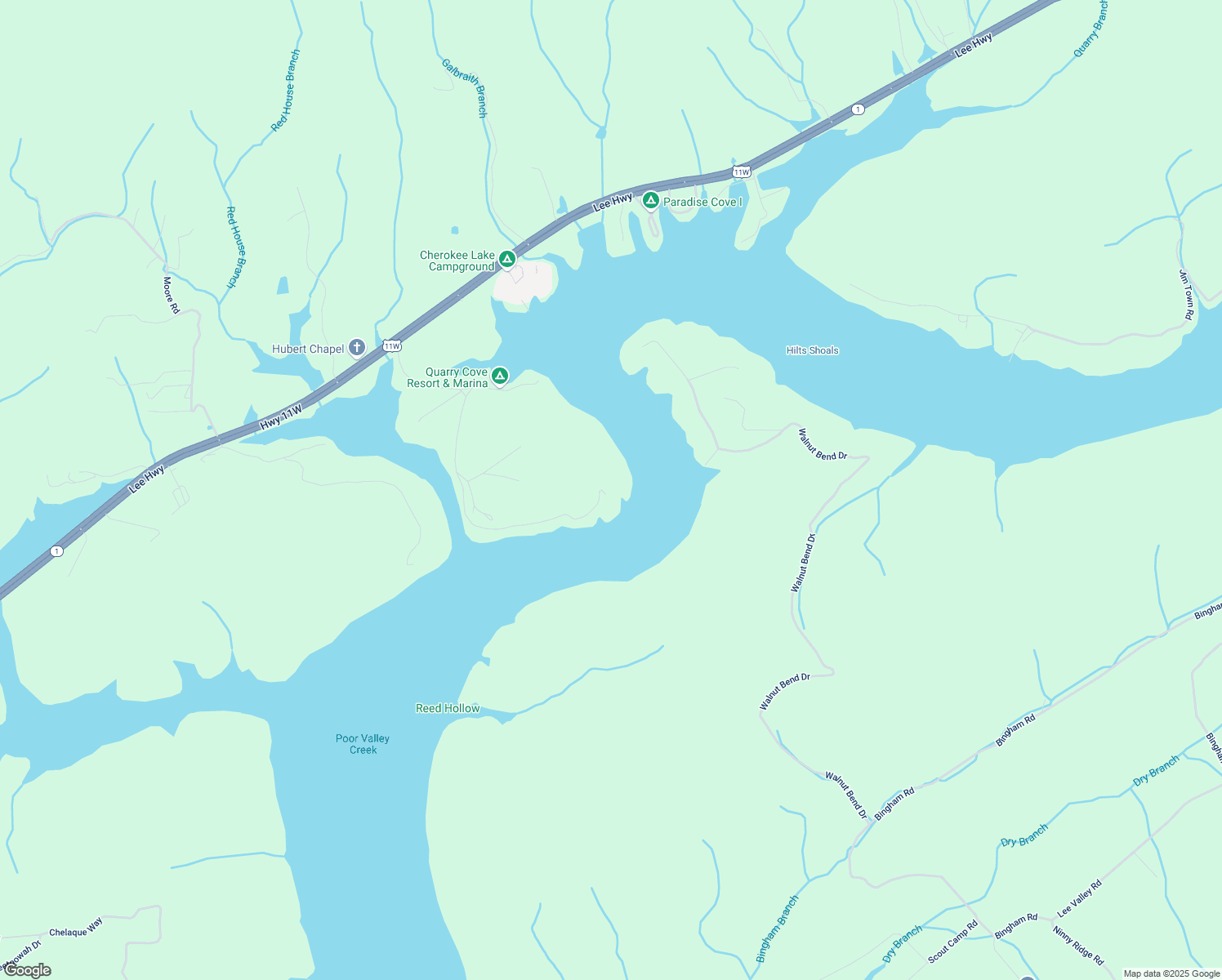 map of restaurants, bars, coffee shops, grocery stores, and more near 424 Lakemont Drive in Mooresburg