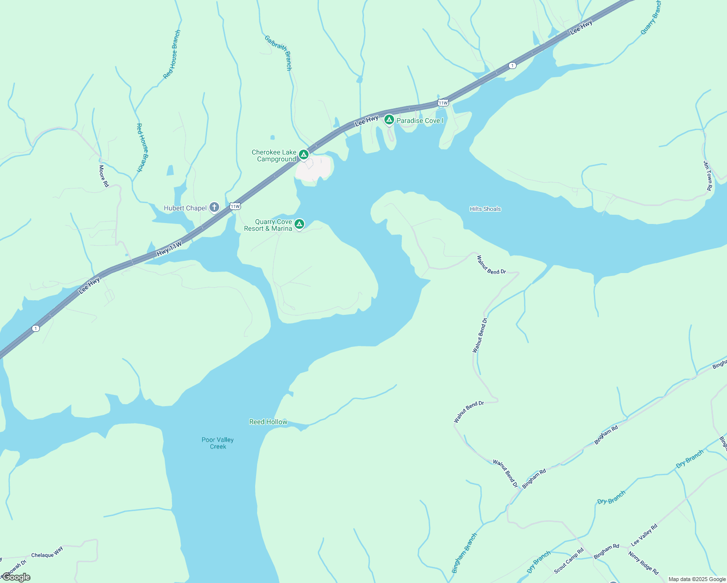 map of restaurants, bars, coffee shops, grocery stores, and more near 424 Lakemont Drive in Mooresburg