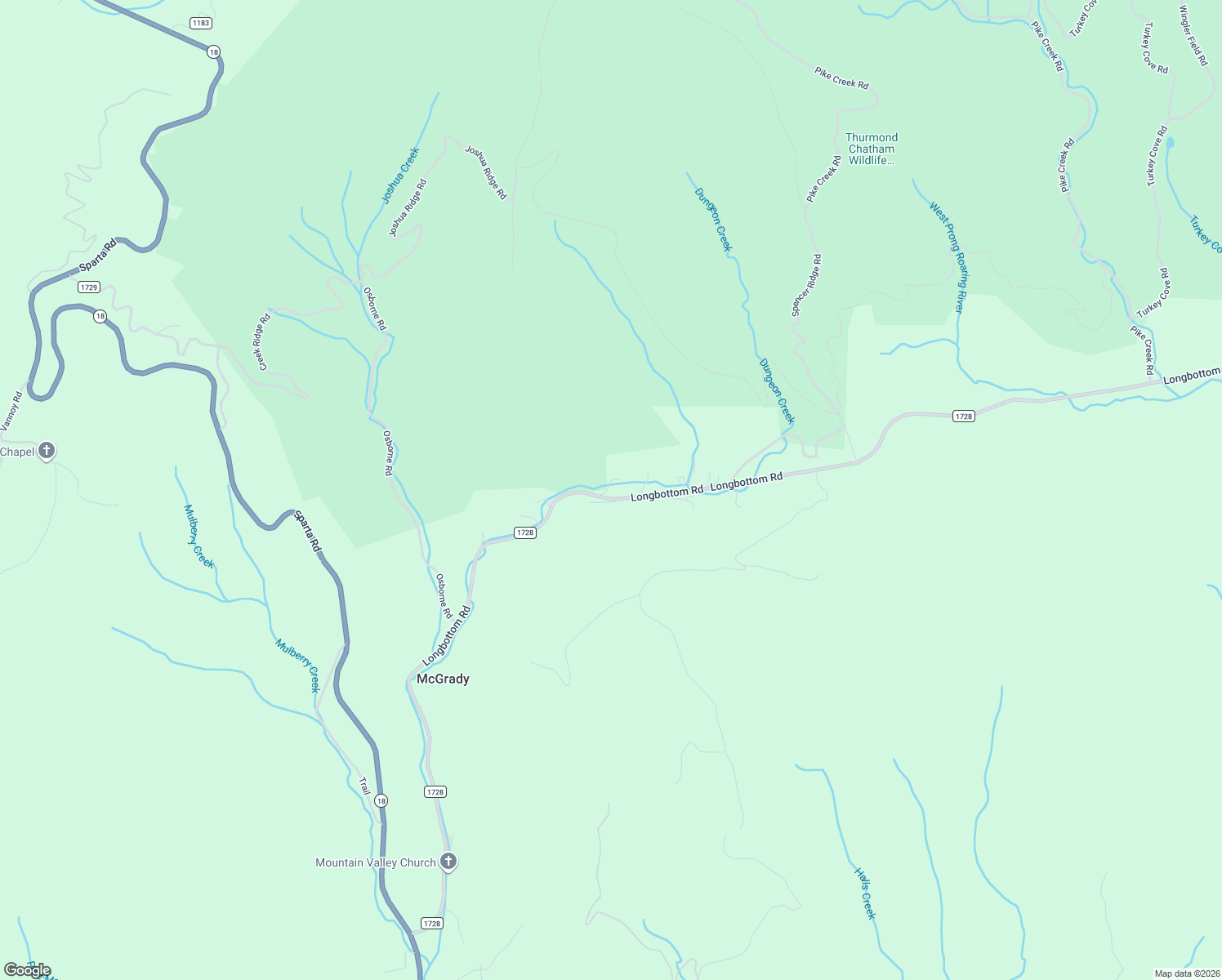 map of restaurants, bars, coffee shops, grocery stores, and more near 1917 Longbottom Road in McGrady