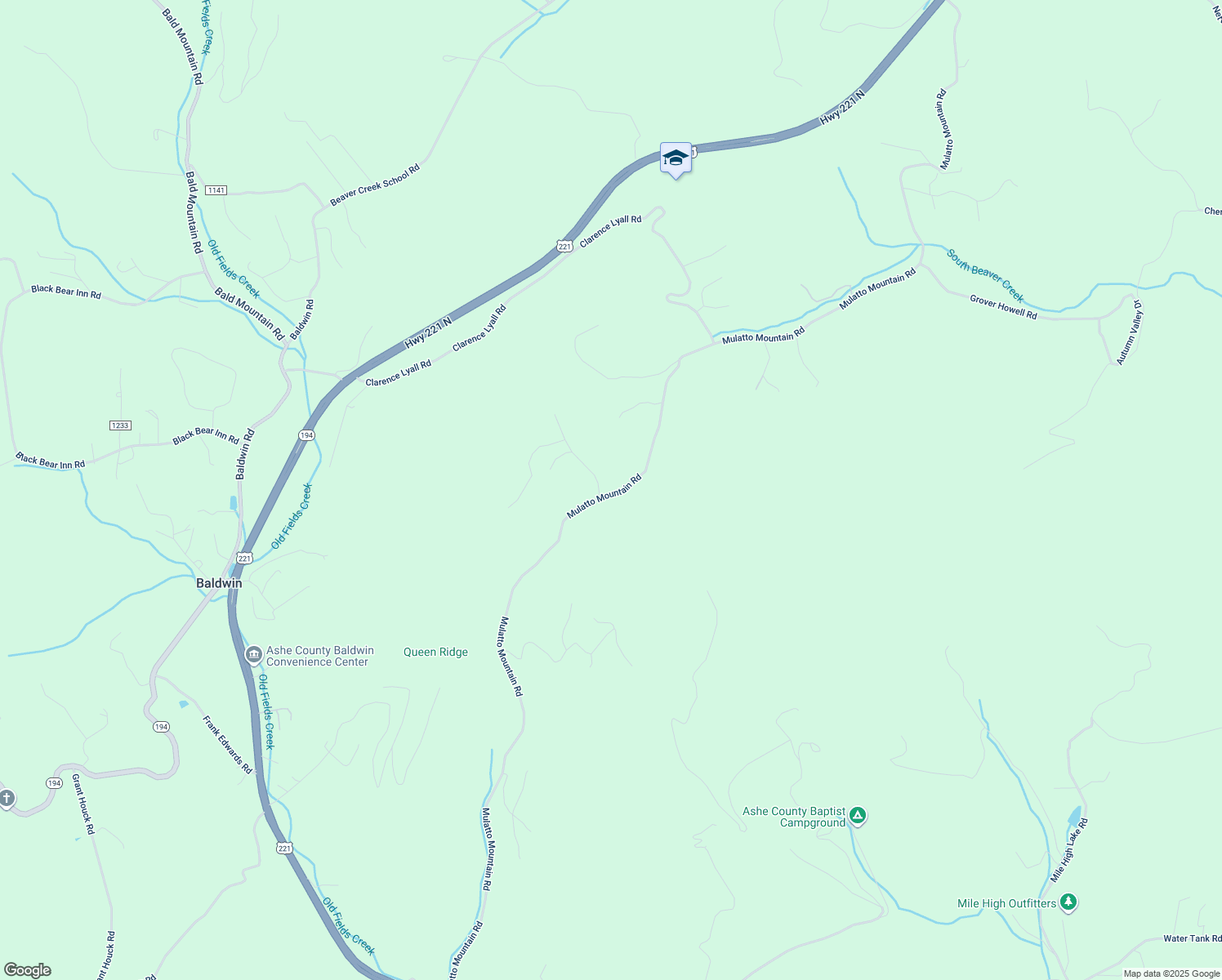 map of restaurants, bars, coffee shops, grocery stores, and more near 2354 Mulatto Mountain Road in West Jefferson