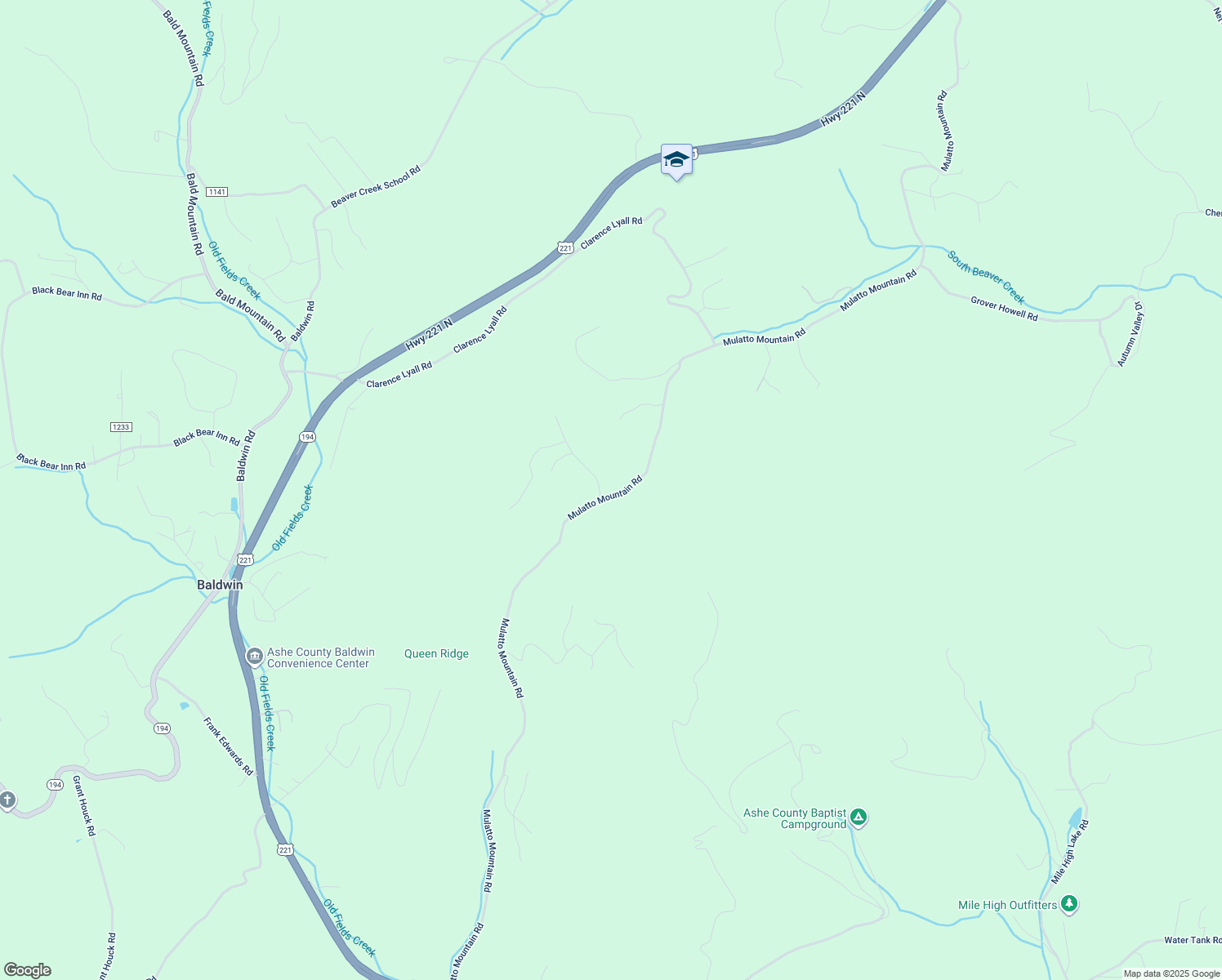 map of restaurants, bars, coffee shops, grocery stores, and more near 2354 Mulatto Mountain Road in West Jefferson