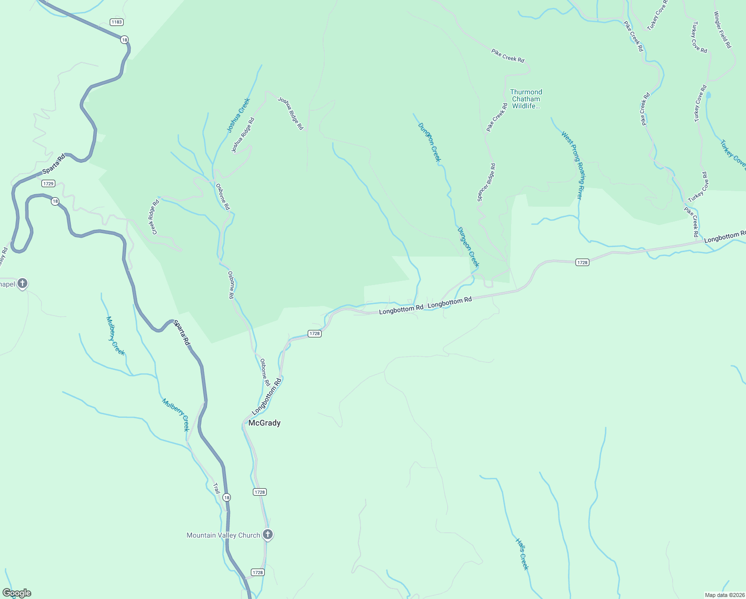 map of restaurants, bars, coffee shops, grocery stores, and more near 1917 Longbottom Road in McGrady
