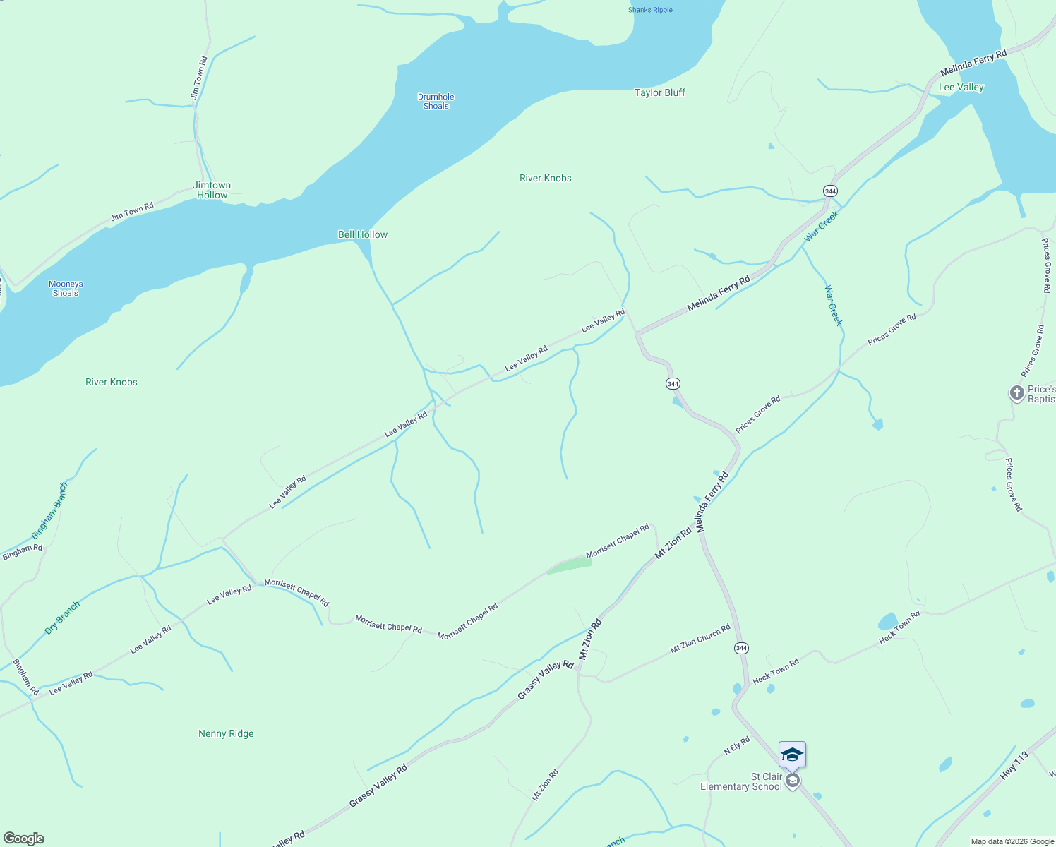 map of restaurants, bars, coffee shops, grocery stores, and more near 293 Lee Valley Rd in Whitesburg