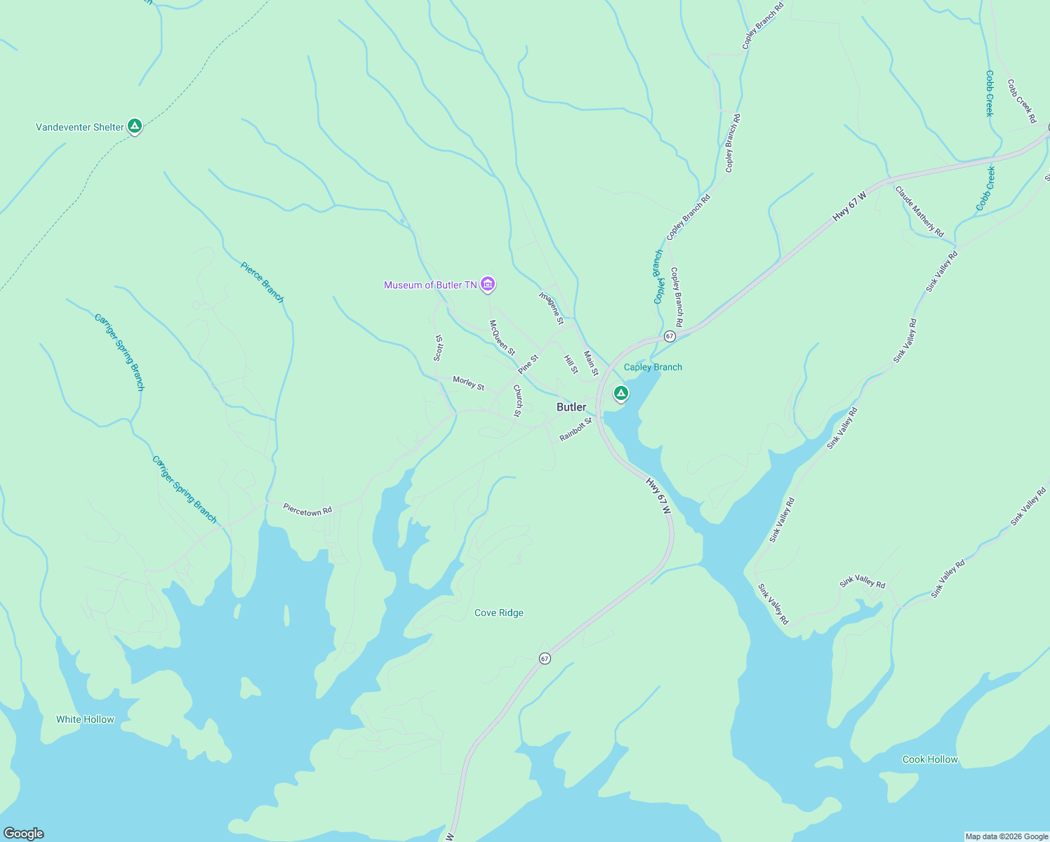 map of restaurants, bars, coffee shops, grocery stores, and more near 366 Piercetown Road in Butler