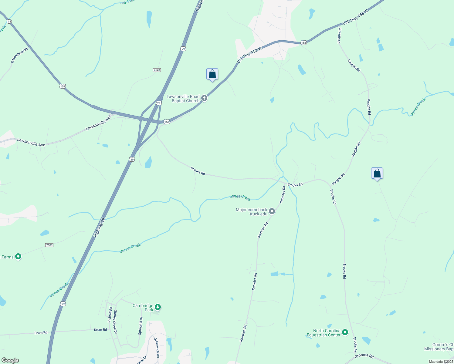 map of restaurants, bars, coffee shops, grocery stores, and more near 664 Brooks Road in Reidsville