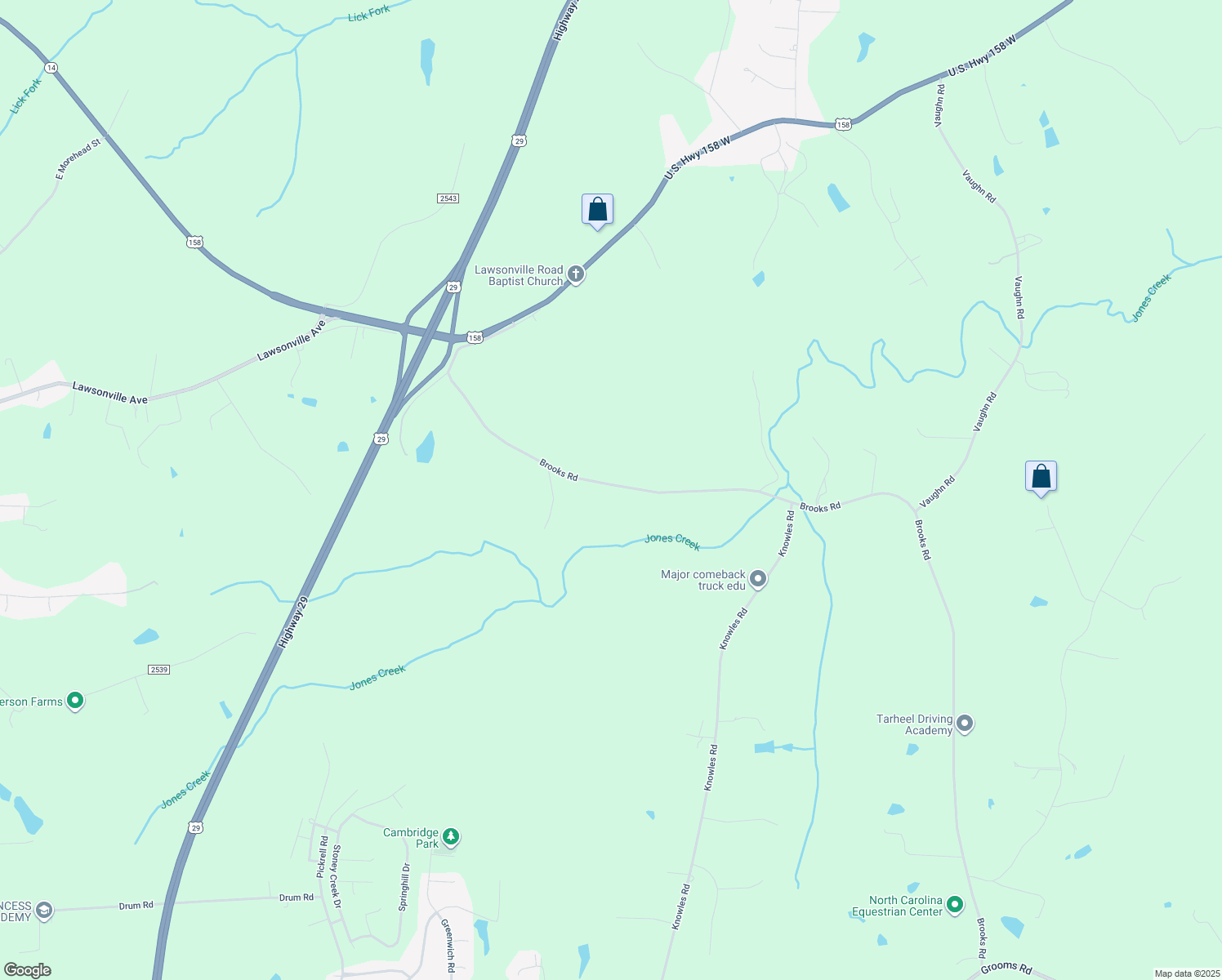 map of restaurants, bars, coffee shops, grocery stores, and more near 626 Brooks Road in Reidsville
