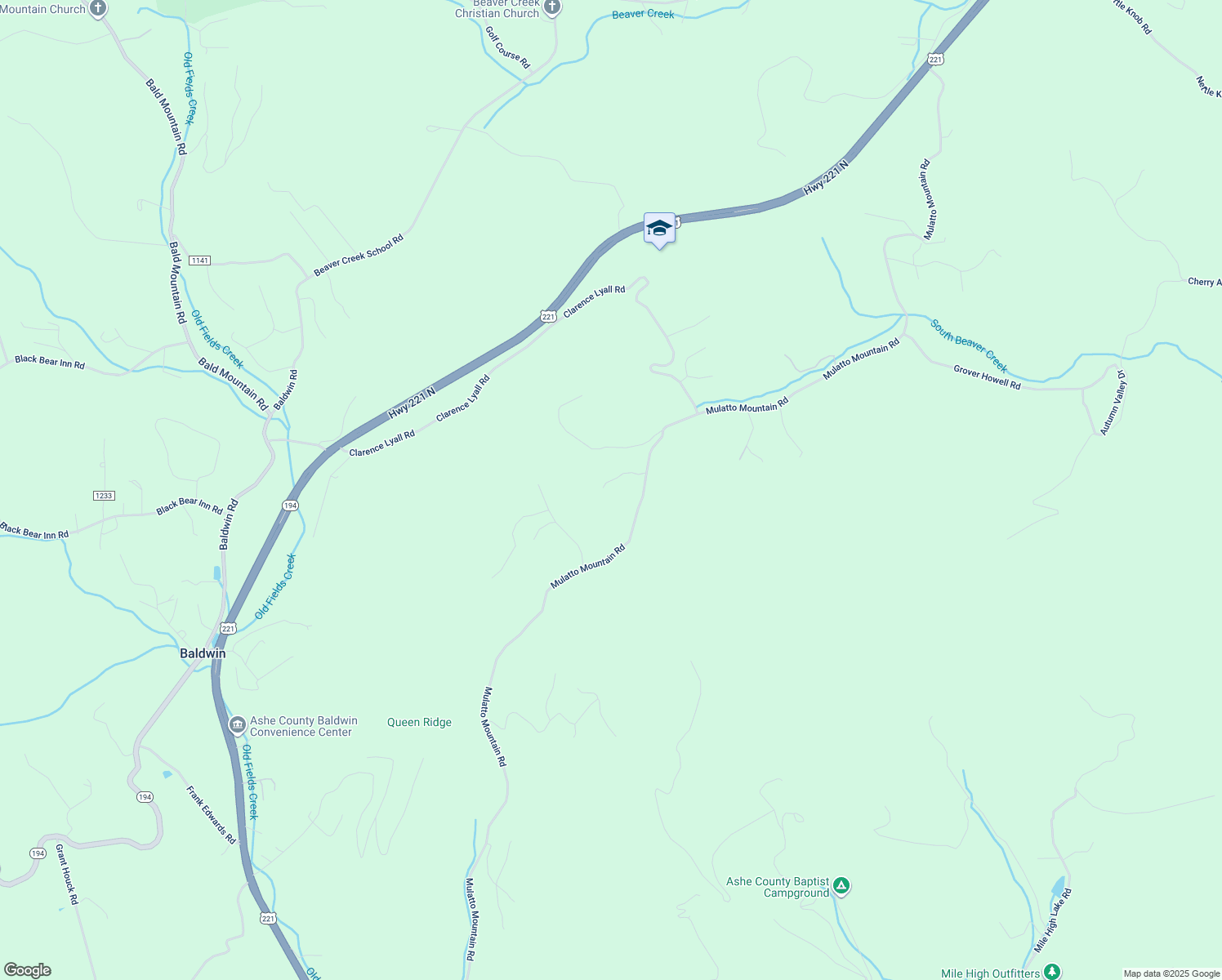 map of restaurants, bars, coffee shops, grocery stores, and more near 2024 Mulatto Mountain Road in West Jefferson