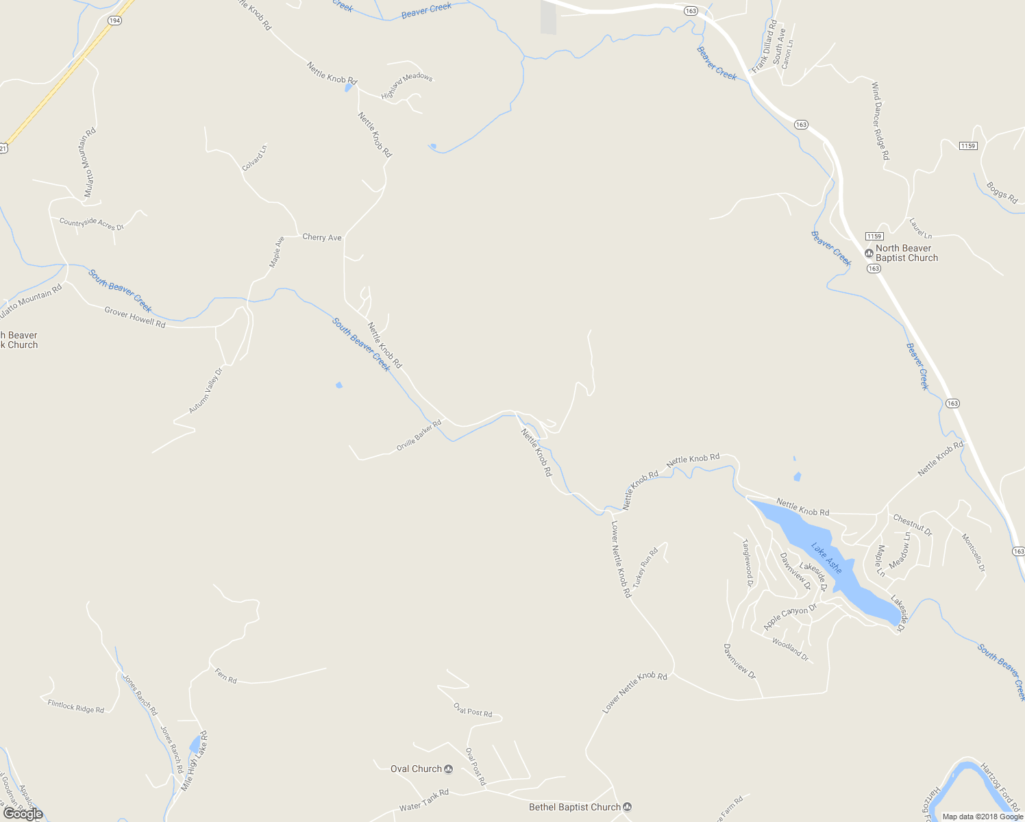 map of restaurants, bars, coffee shops, grocery stores, and more near 2654 Lower Nettle Knob Road in West Jefferson